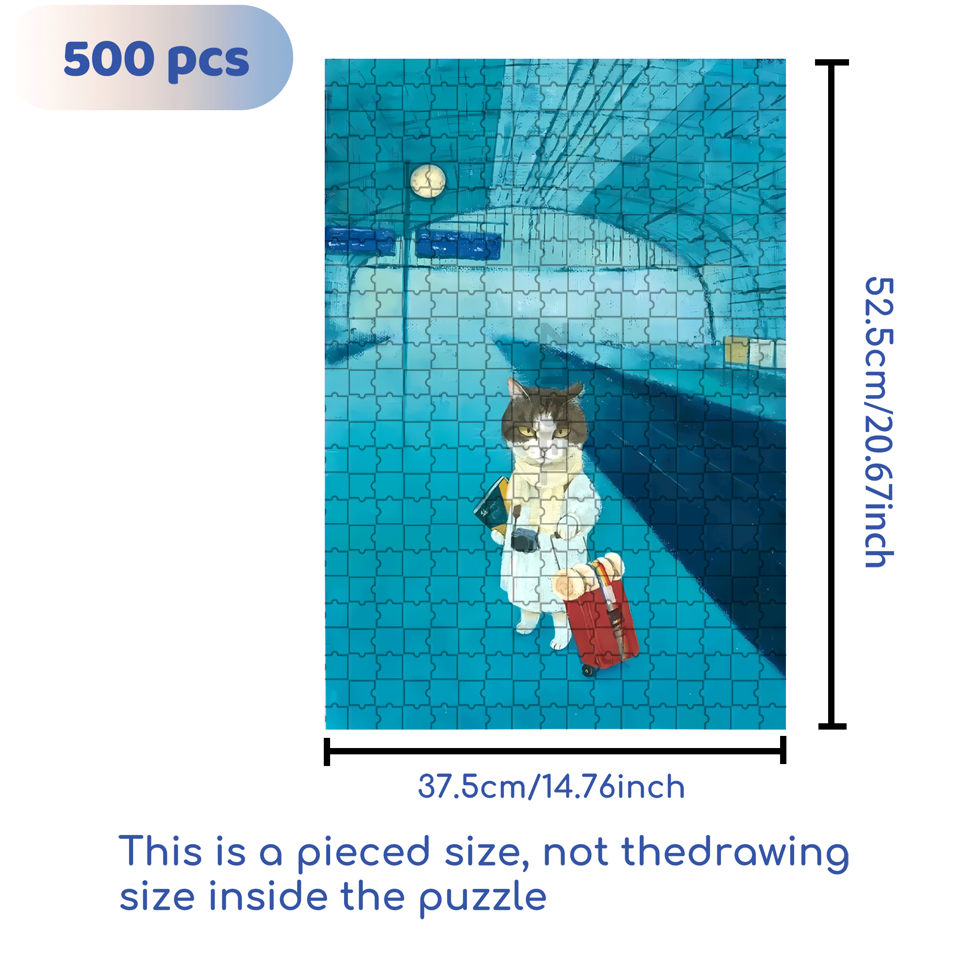 Waiting For The Train 500pcs/1000pcs Jigsaw Puzzle, Scratch-Resistant, Interactive Family Game & Brain-Boosting DIY Decor, Perfect for Halloween, Christmas & New Year Gifts, Family Puzzle Game