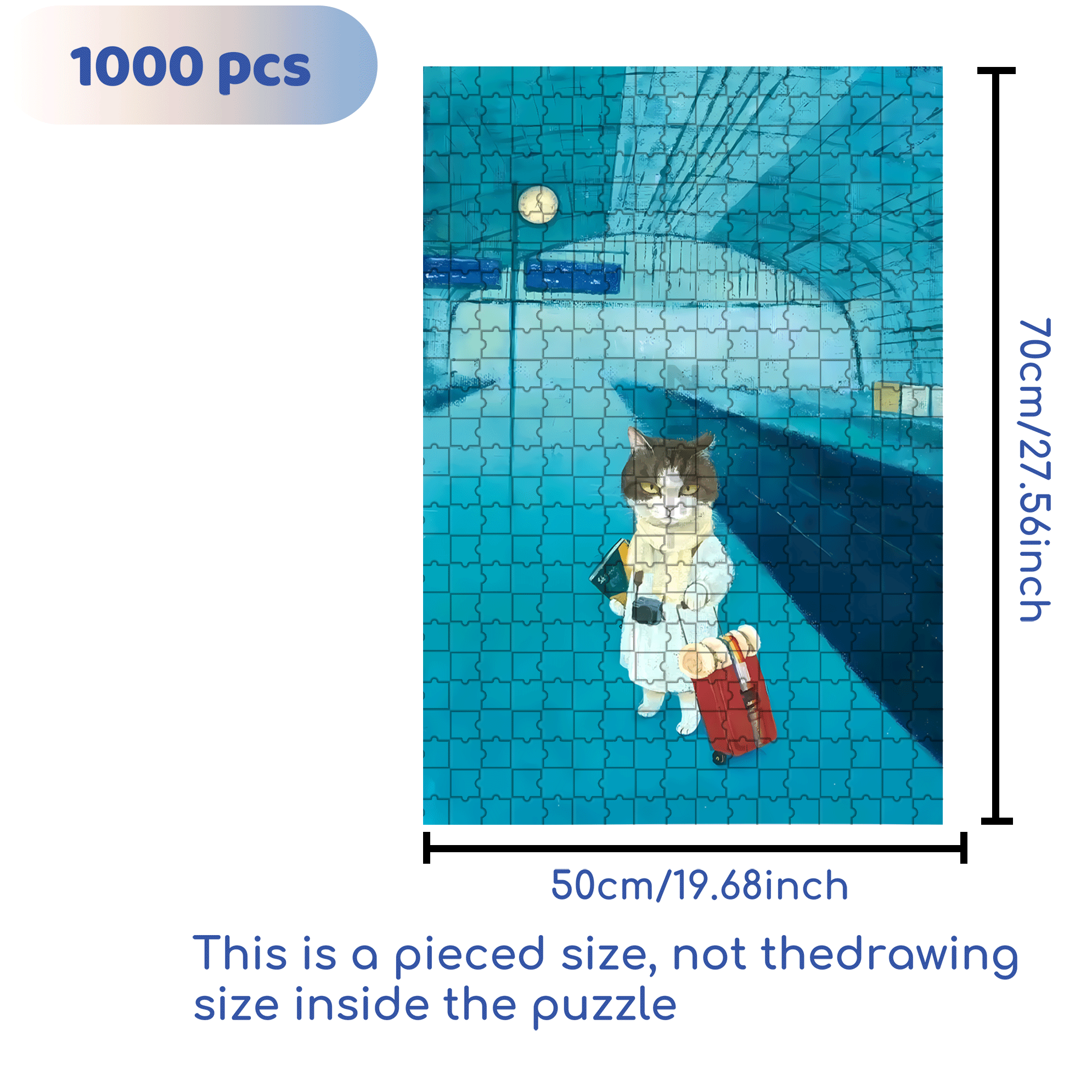 Waiting For The Train 500pcs/1000pcs Jigsaw Puzzle, Scratch-Resistant, Interactive Family Game & Brain-Boosting DIY Decor, Perfect for Halloween, Christmas & New Year Gifts, Family Puzzle Game