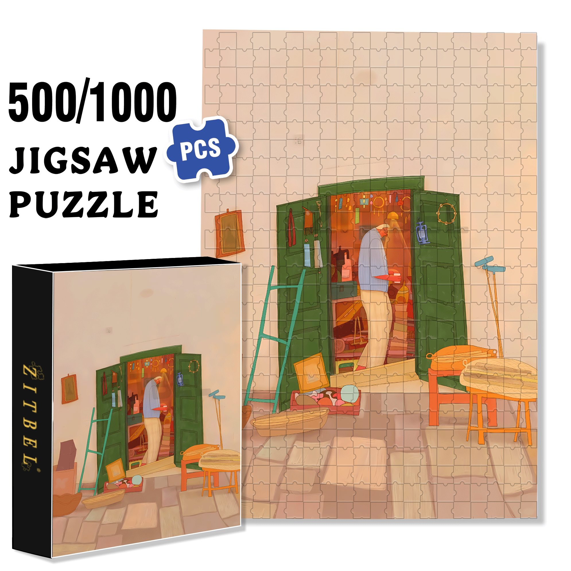 Weave Life Into A Poem 500pcs/1000pcs Jigsaw Puzzle, Scratch-Resistant, Interactive Family Game & Brain-Boosting DIY Decor, Perfect for Halloween, Christmas & New Year Gifts, Family Puzzle Game