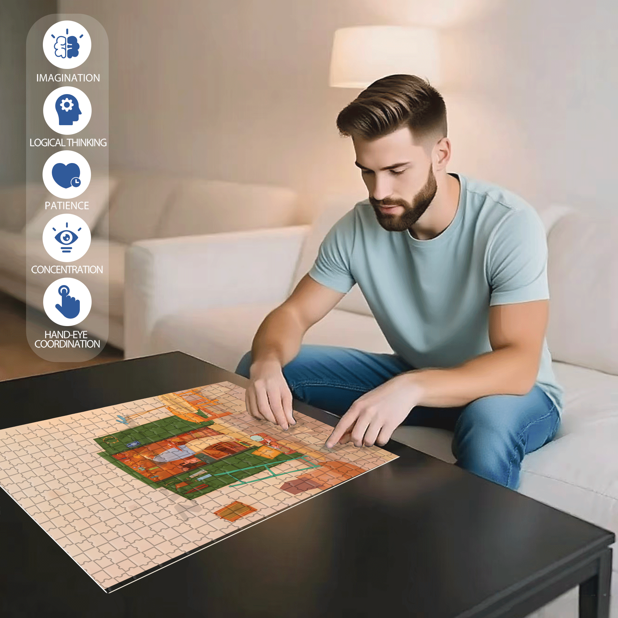 Weave Life Into A Poem 500pcs/1000pcs Jigsaw Puzzle, Scratch-Resistant, Interactive Family Game & Brain-Boosting DIY Decor, Perfect for Halloween, Christmas & New Year Gifts, Family Puzzle Game
