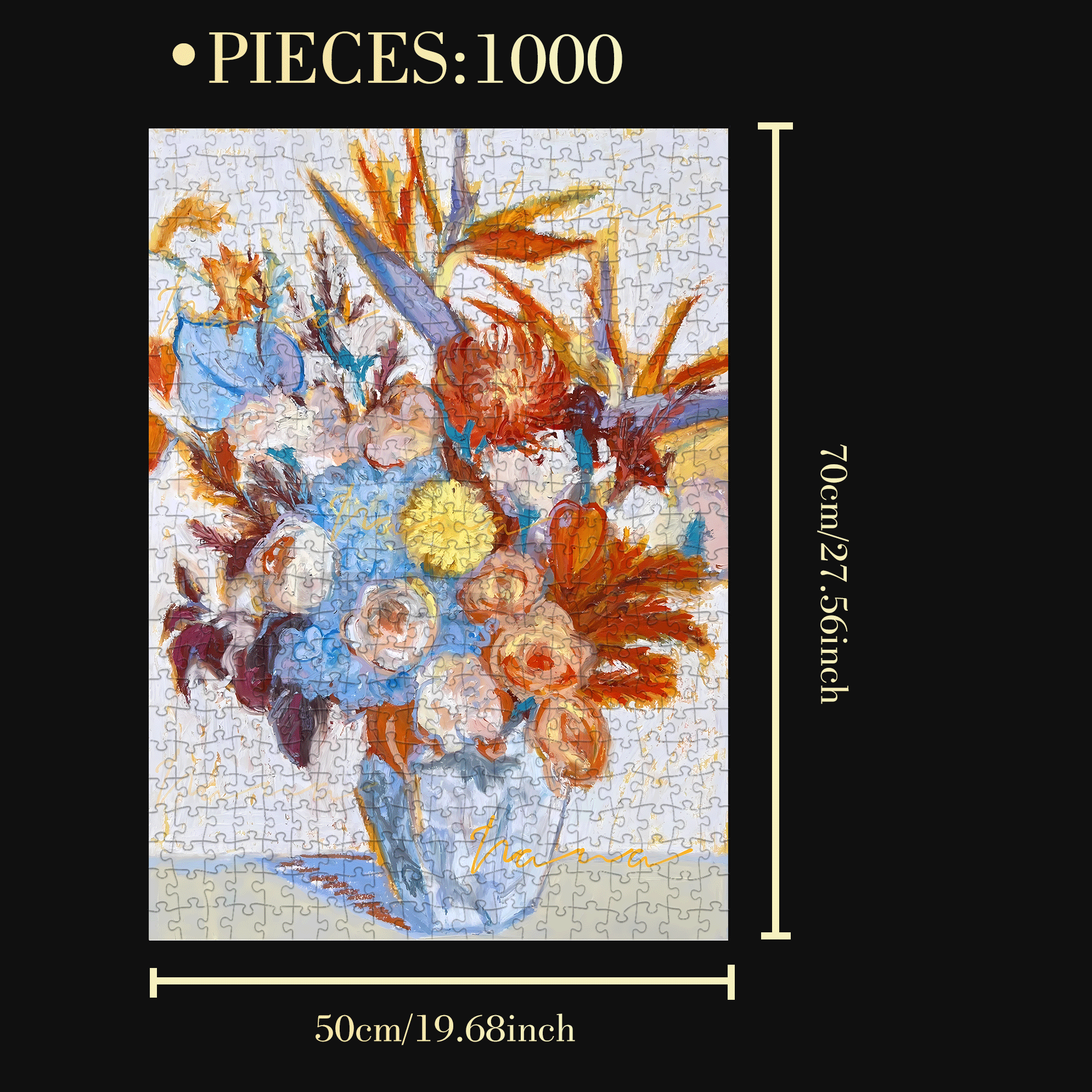 Blossoming In Joy 5 500pcs/1000pcs Jigsaw Puzzle, Scratch-Resistant, Interactive Family Game & Brain-Boosting DIY Decor, Perfect for Halloween, Christmas & New Year Gifts, Family Puzzle Game