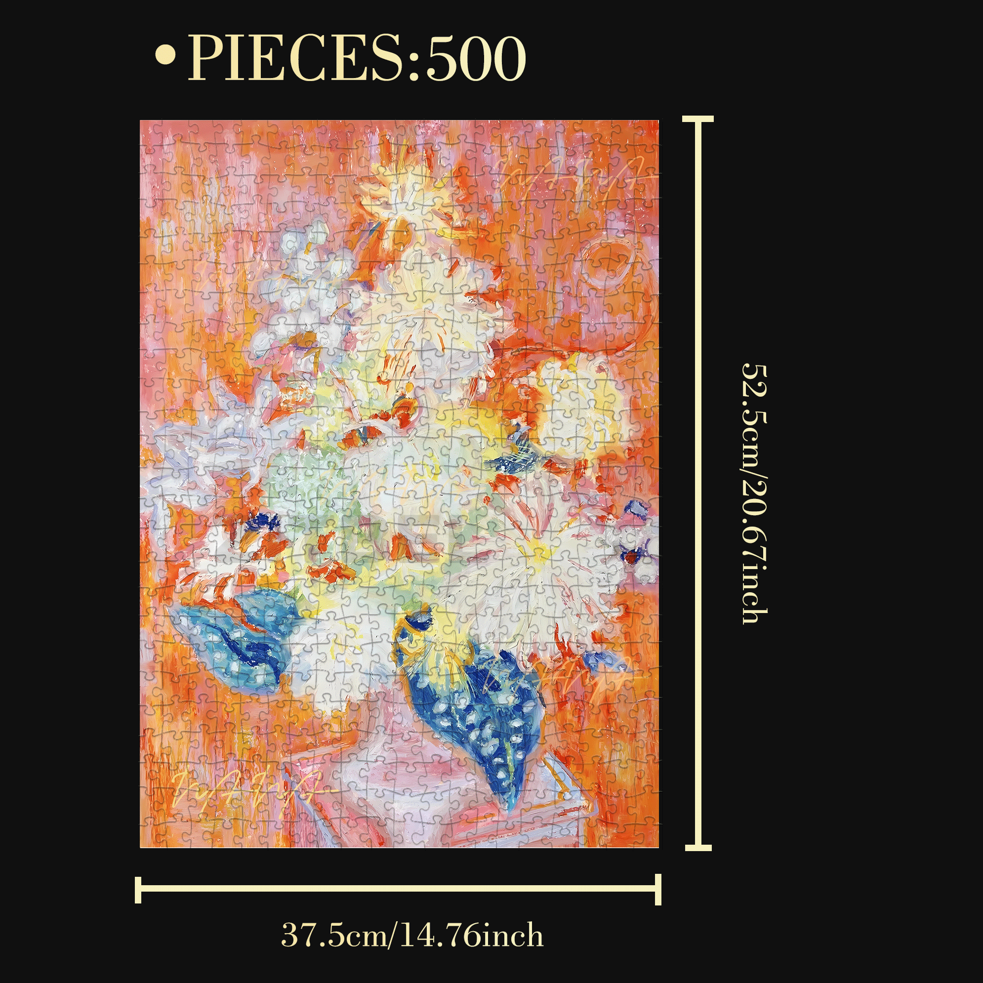 Blossoming In Joy 6 500pcs/1000pcs Jigsaw Puzzle, Scratch-Resistant, Interactive Family Game & Brain-Boosting DIY Decor, Perfect for Halloween, Christmas & New Year Gifts, Family Puzzle Game