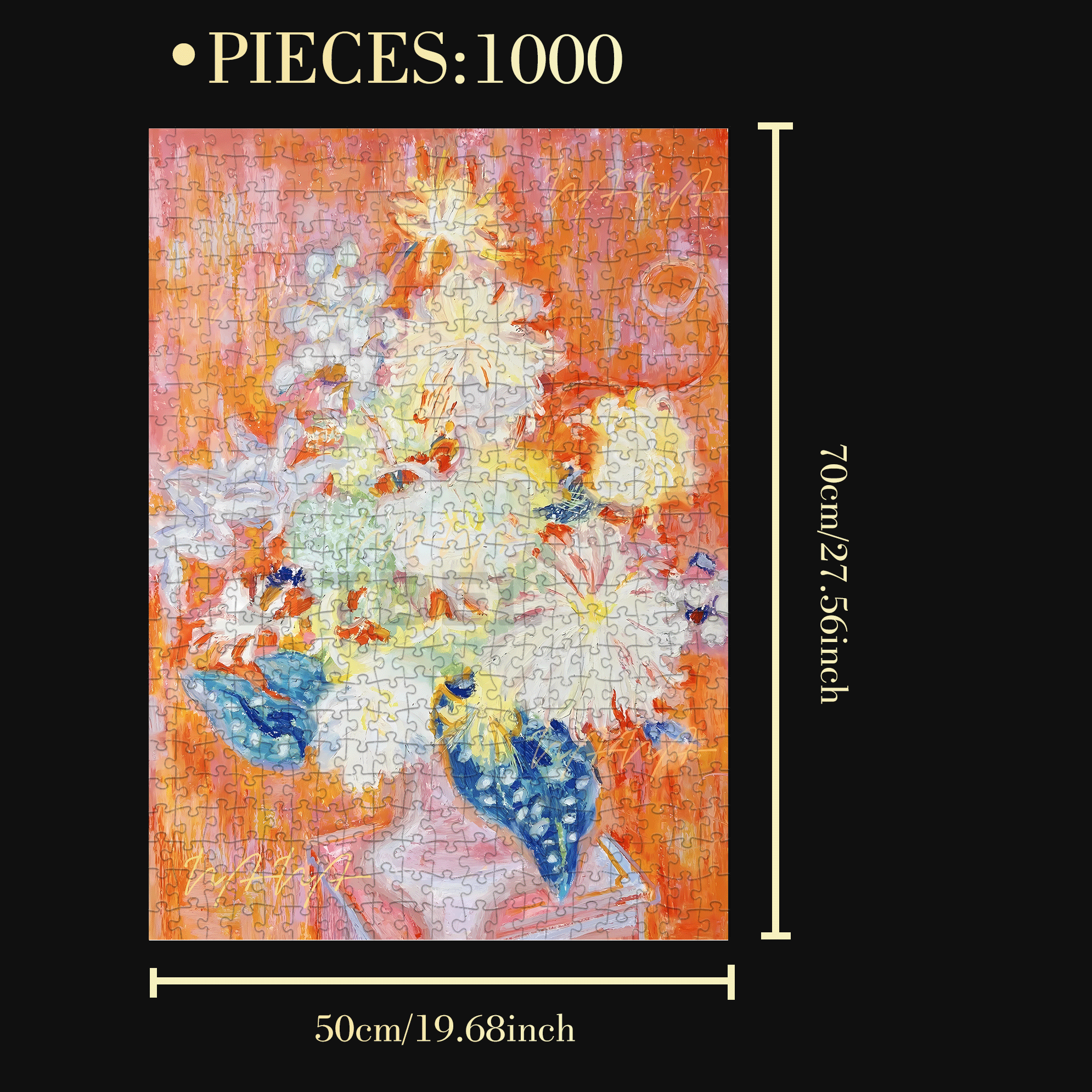 Blossoming In Joy 6 500pcs/1000pcs Jigsaw Puzzle, Scratch-Resistant, Interactive Family Game & Brain-Boosting DIY Decor, Perfect for Halloween, Christmas & New Year Gifts, Family Puzzle Game