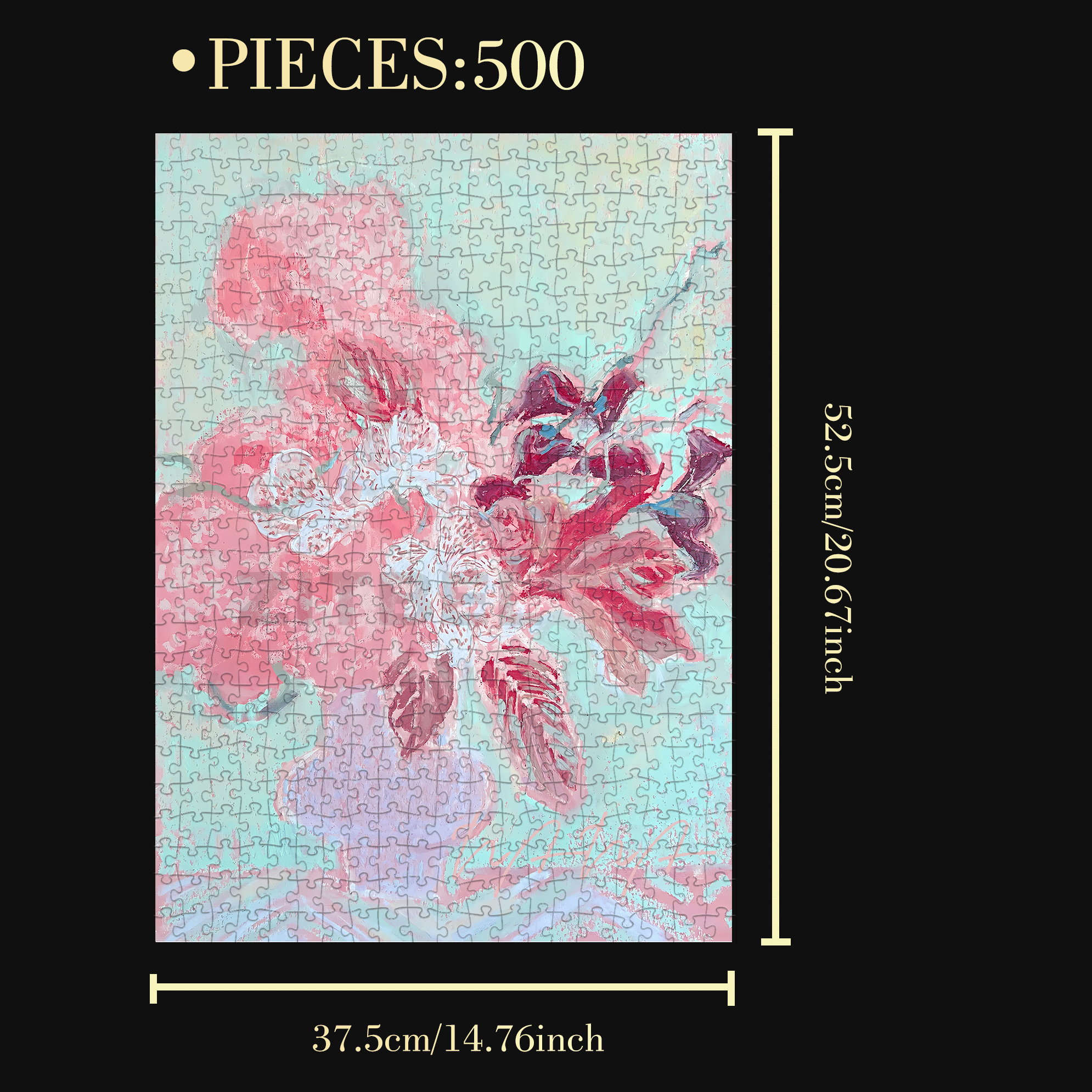 Blossoming In Joy 9 500pcs/1000pcs Jigsaw Puzzle, Scratch-Resistant, Interactive Family Game & Brain-Boosting DIY Decor, Perfect for Halloween, Christmas & New Year Gifts, Family Puzzle Game