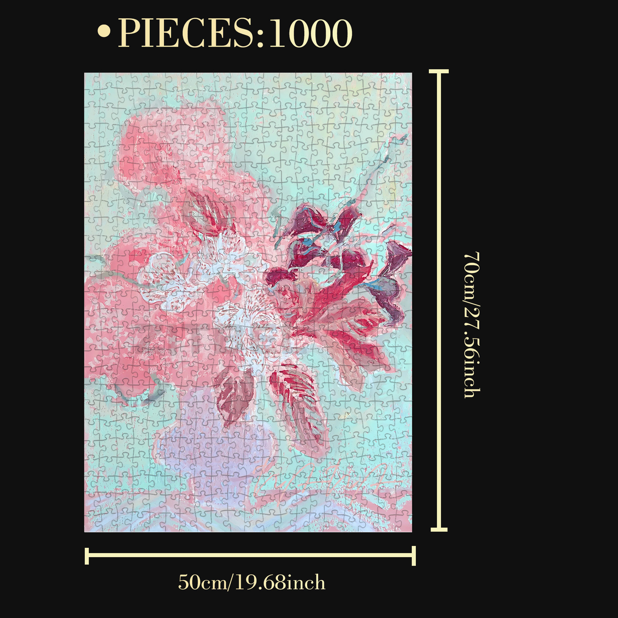 Blossoming In Joy 9 500pcs/1000pcs Jigsaw Puzzle, Scratch-Resistant, Interactive Family Game & Brain-Boosting DIY Decor, Perfect for Halloween, Christmas & New Year Gifts, Family Puzzle Game