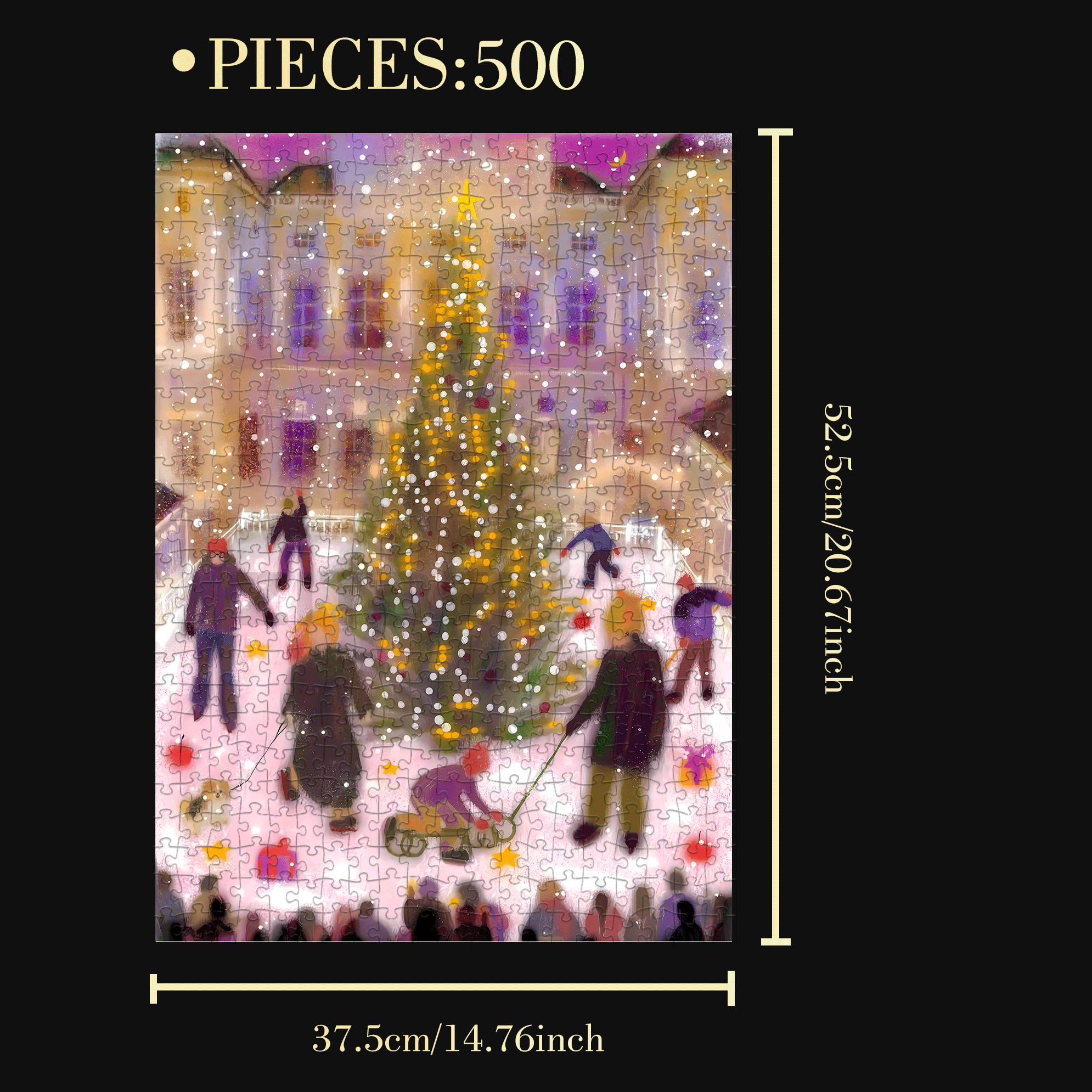 Christmas Snowy Night 500pcs/1000pcs Jigsaw Puzzle, Scratch-Resistant, Interactive Family Game & Brain-Boosting DIY Decor, Perfect for Halloween, Christmas & New Year Gifts, Family Puzzle Game