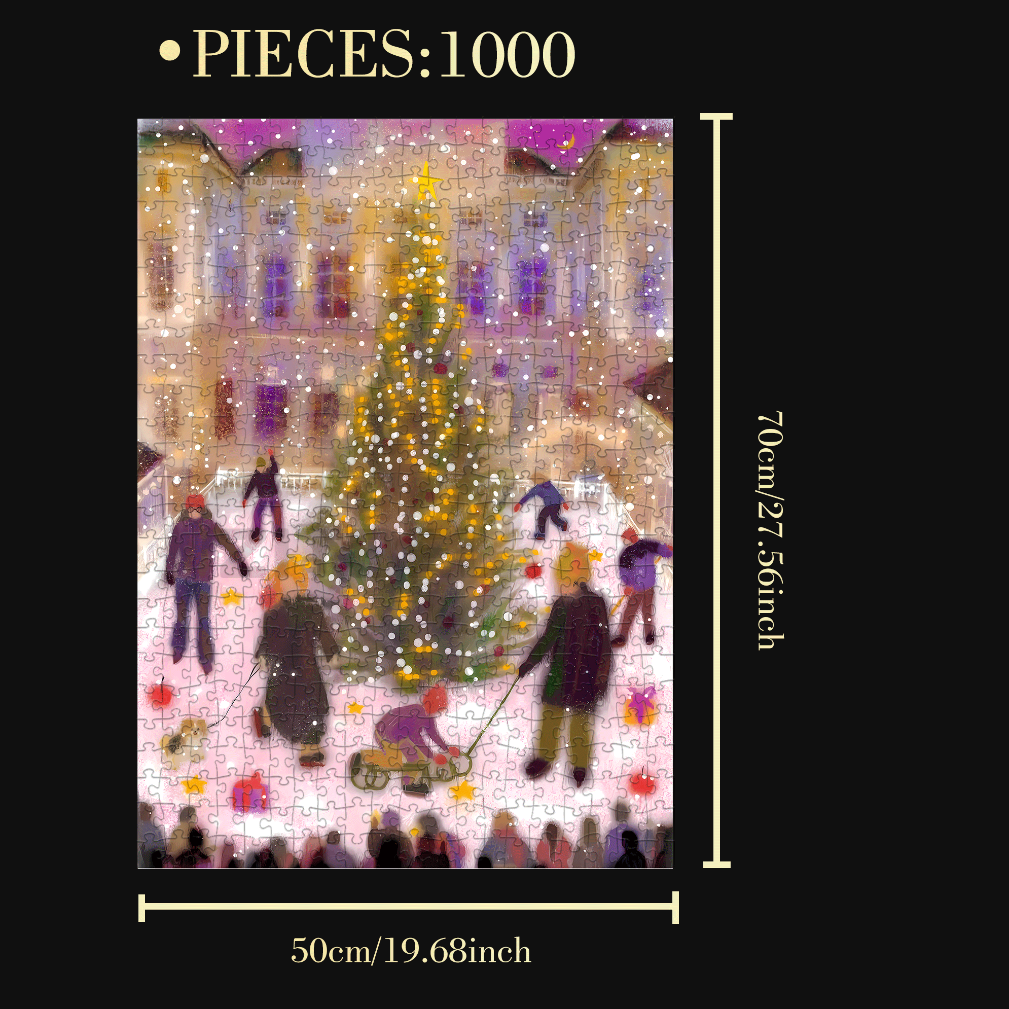 Christmas Snowy Night 500pcs/1000pcs Jigsaw Puzzle, Scratch-Resistant, Interactive Family Game & Brain-Boosting DIY Decor, Perfect for Halloween, Christmas & New Year Gifts, Family Puzzle Game