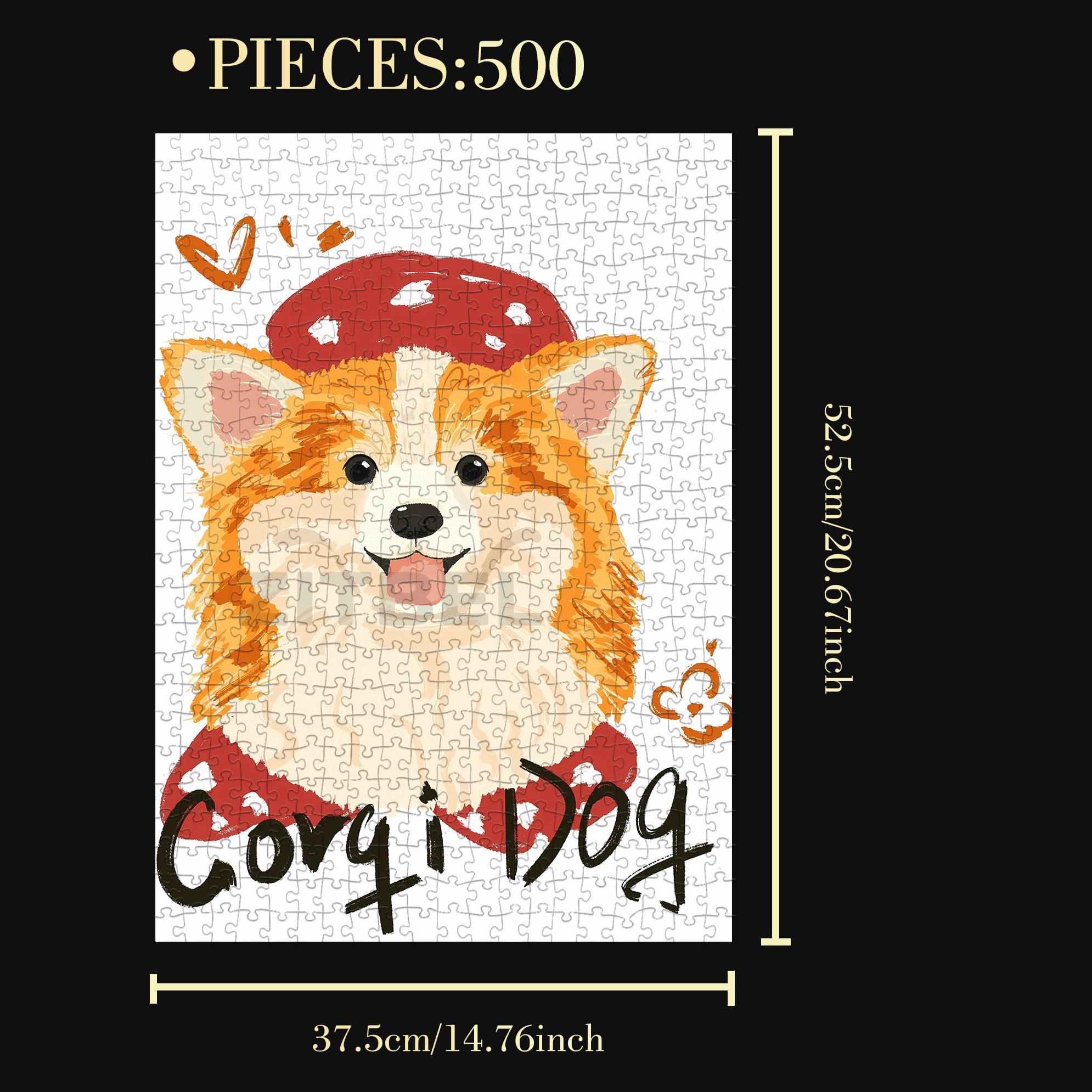 Corgi Dog 500pcs/1000pcs Jigsaw Puzzle, Scratch-Resistant, Interactive Family Game & Brain-Boosting DIY Decor, Perfect for Halloween, Christmas & New Year Gifts, Family Puzzle Game