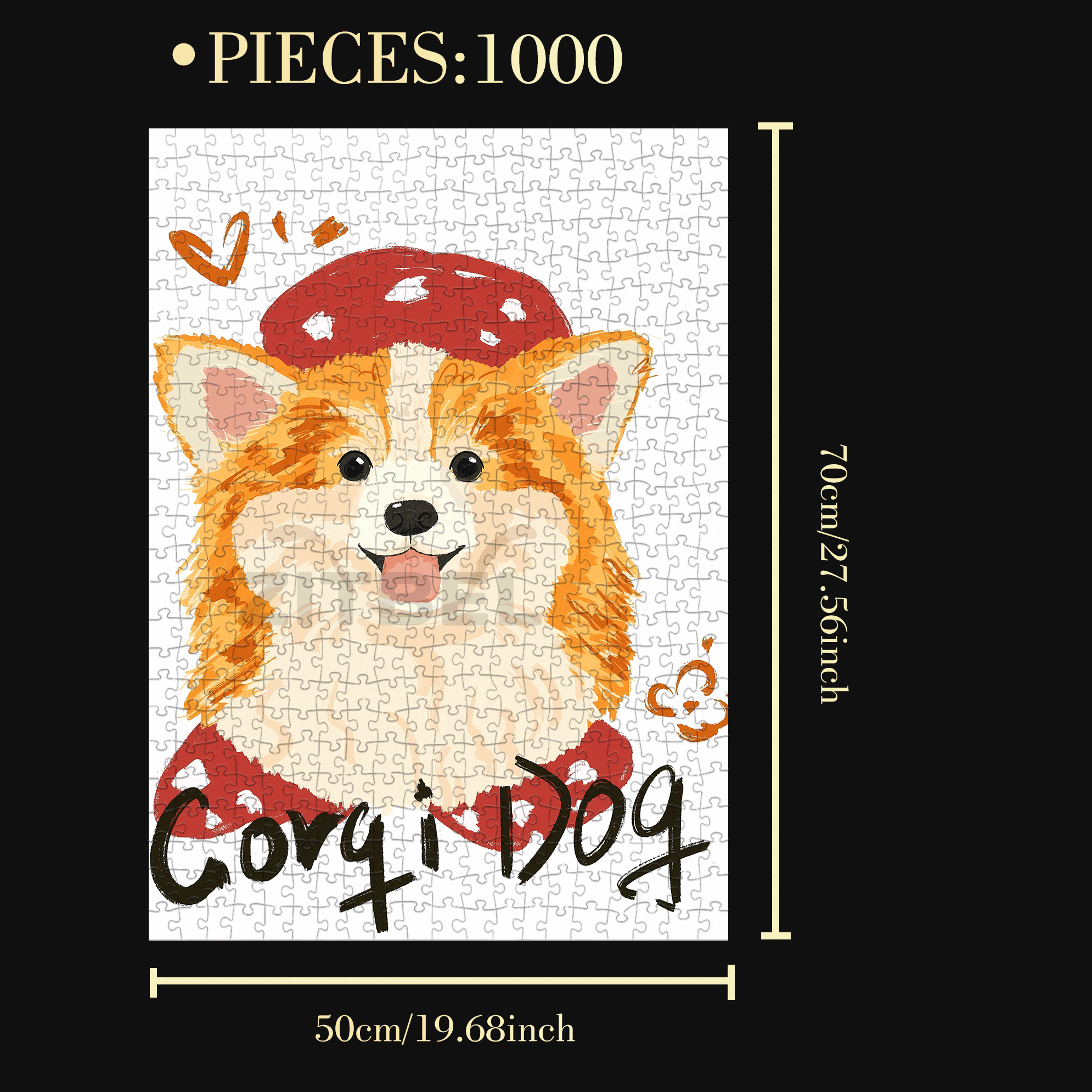 Corgi Dog 500pcs/1000pcs Jigsaw Puzzle, Scratch-Resistant, Interactive Family Game & Brain-Boosting DIY Decor, Perfect for Halloween, Christmas & New Year Gifts, Family Puzzle Game
