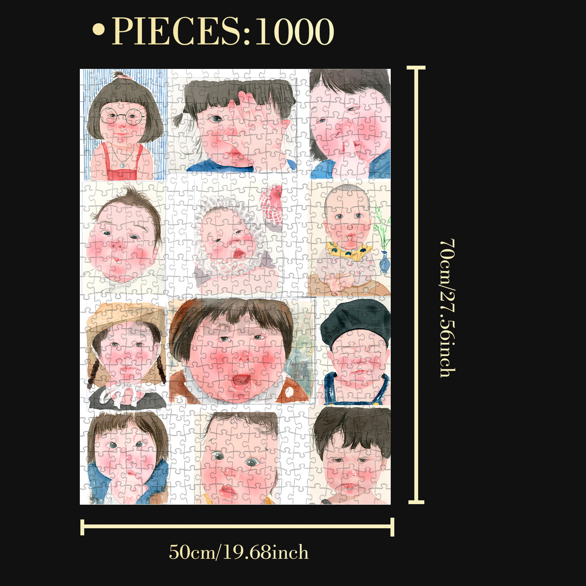 Cute Moments 500pcs/1000pcs Jigsaw Puzzle, Scratch-Resistant, Interactive Family Game & Brain-Boosting DIY Decor, Perfect for Halloween, Christmas & New Year Gifts, Family Puzzle Game