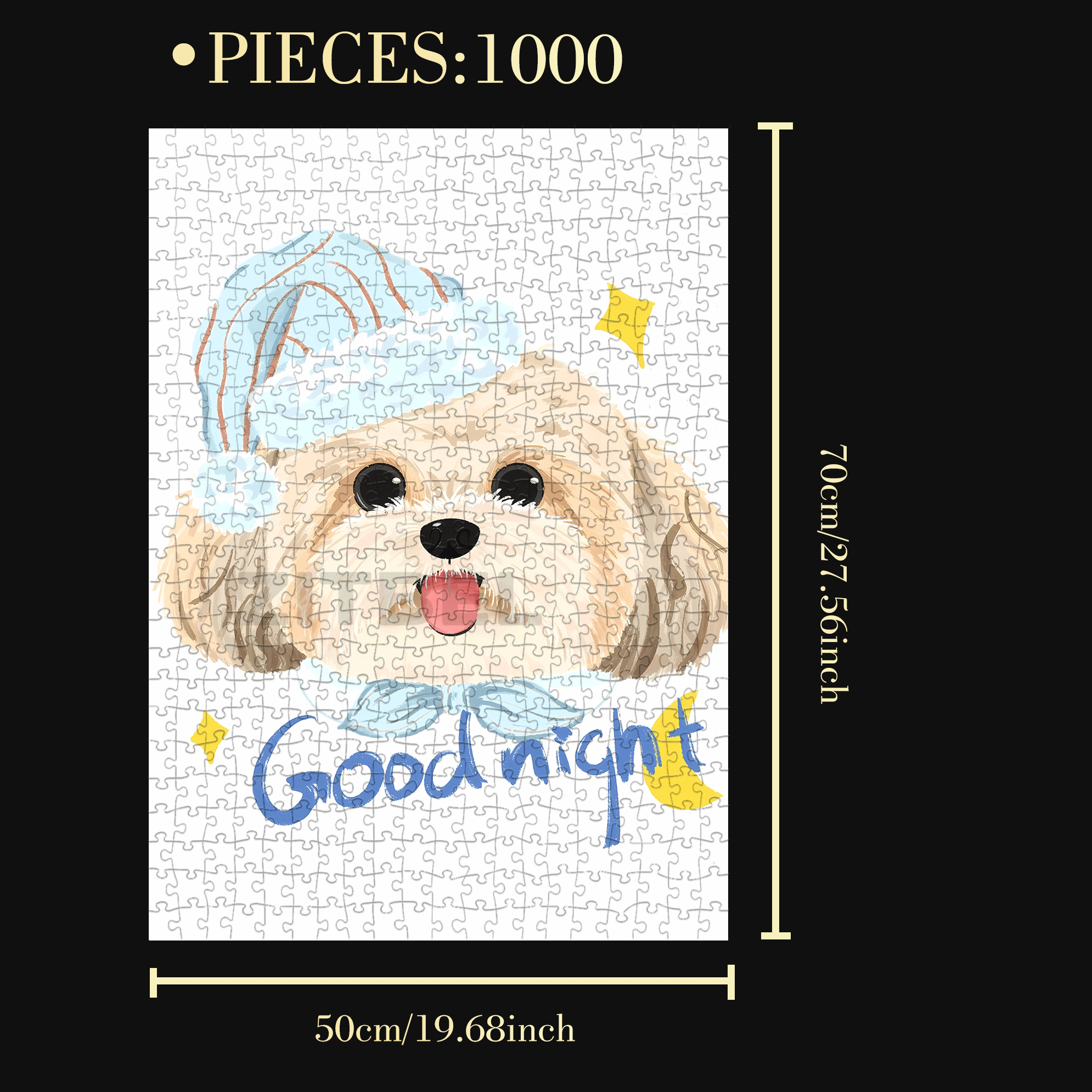 Good Night 2 500pcs/1000pcs Jigsaw Puzzle, Scratch-Resistant, Interactive Family Game & Brain-Boosting DIY Decor, Perfect for Halloween, Christmas & New Year Gifts, Family Puzzle Game