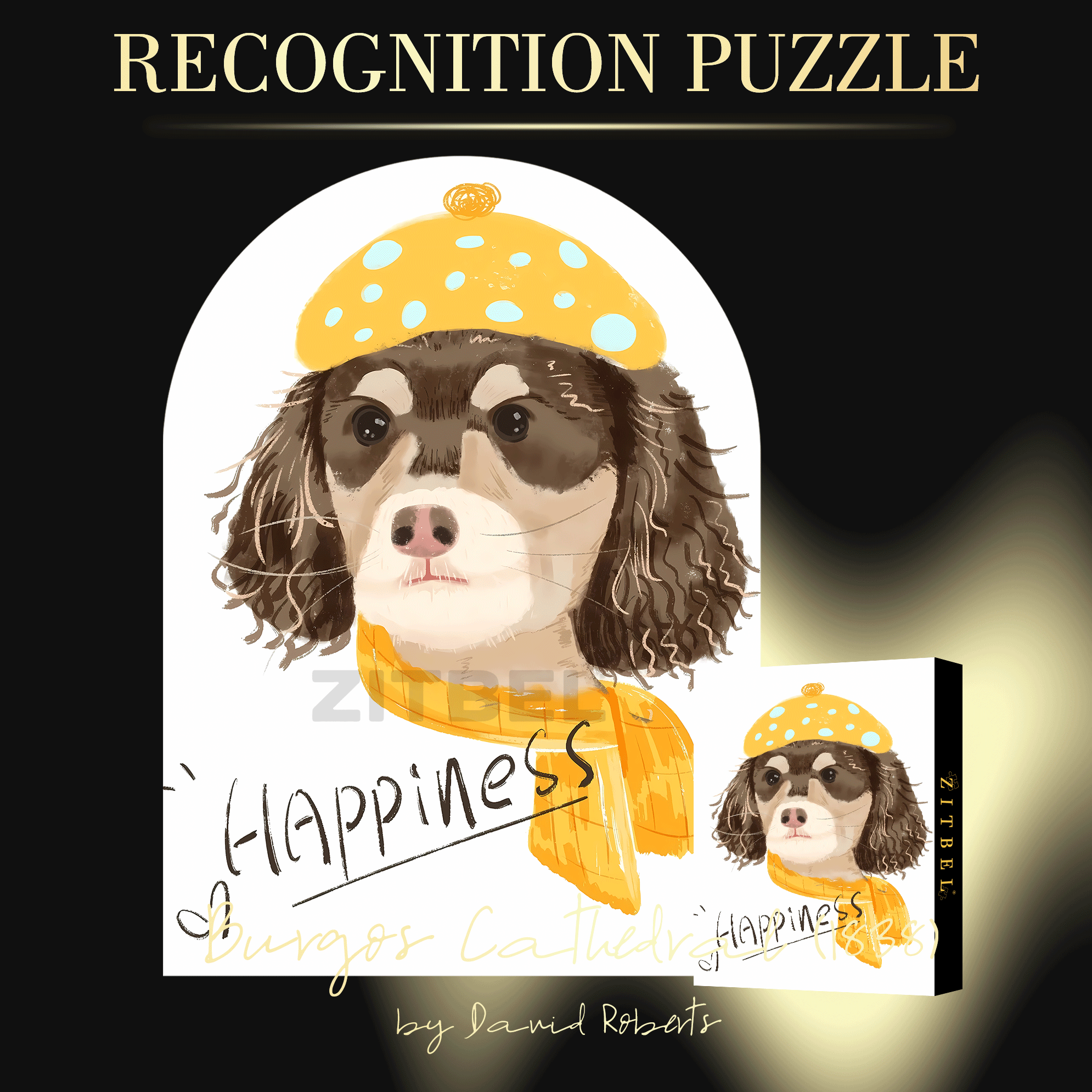 Happiness 500pcs/1000pcs Jigsaw Puzzle, Scratch-Resistant, Interactive Family Game & Brain-Boosting DIY Decor, Perfect for Halloween, Christmas & New Year Gifts, Family Puzzle Game
