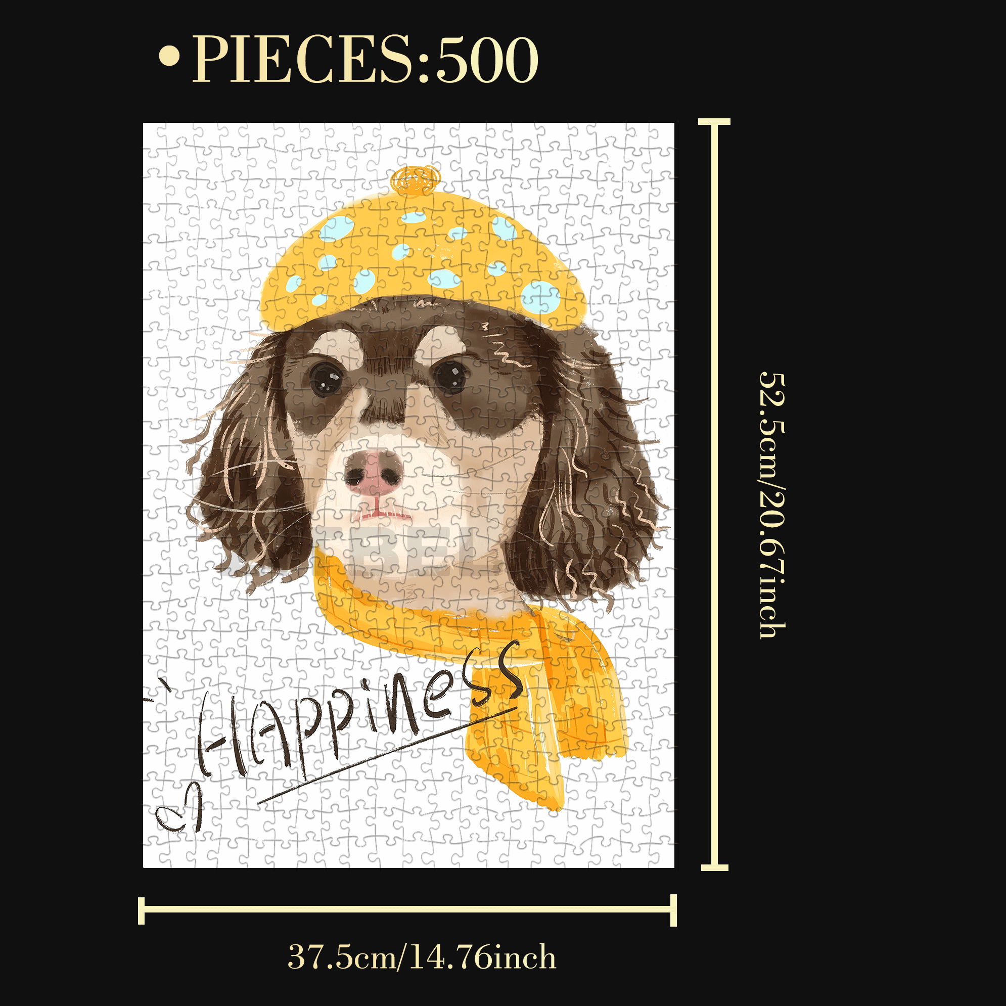 Happiness 500pcs/1000pcs Jigsaw Puzzle, Scratch-Resistant, Interactive Family Game & Brain-Boosting DIY Decor, Perfect for Halloween, Christmas & New Year Gifts, Family Puzzle Game