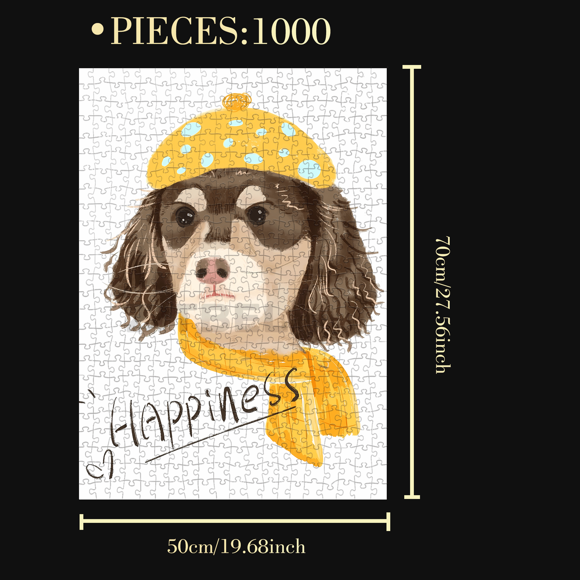 Happiness 500pcs/1000pcs Jigsaw Puzzle, Scratch-Resistant, Interactive Family Game & Brain-Boosting DIY Decor, Perfect for Halloween, Christmas & New Year Gifts, Family Puzzle Game