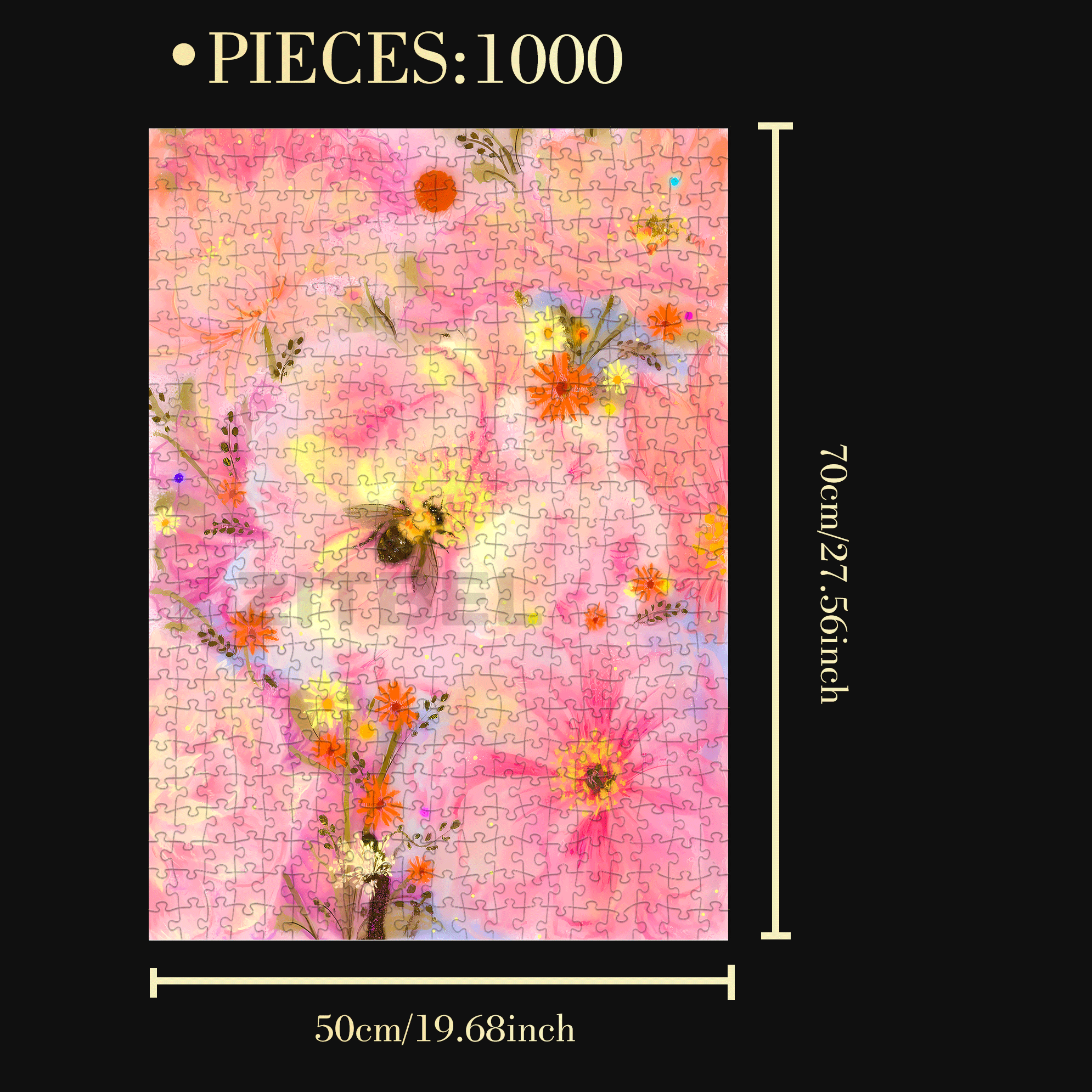 Peonies and Bees 500pcs/1000pcs Jigsaw Puzzle, Scratch-Resistant, Interactive Family Game & Brain-Boosting DIY Decor, Perfect for Halloween, Christmas & New Year Gifts, Family Puzzle Game