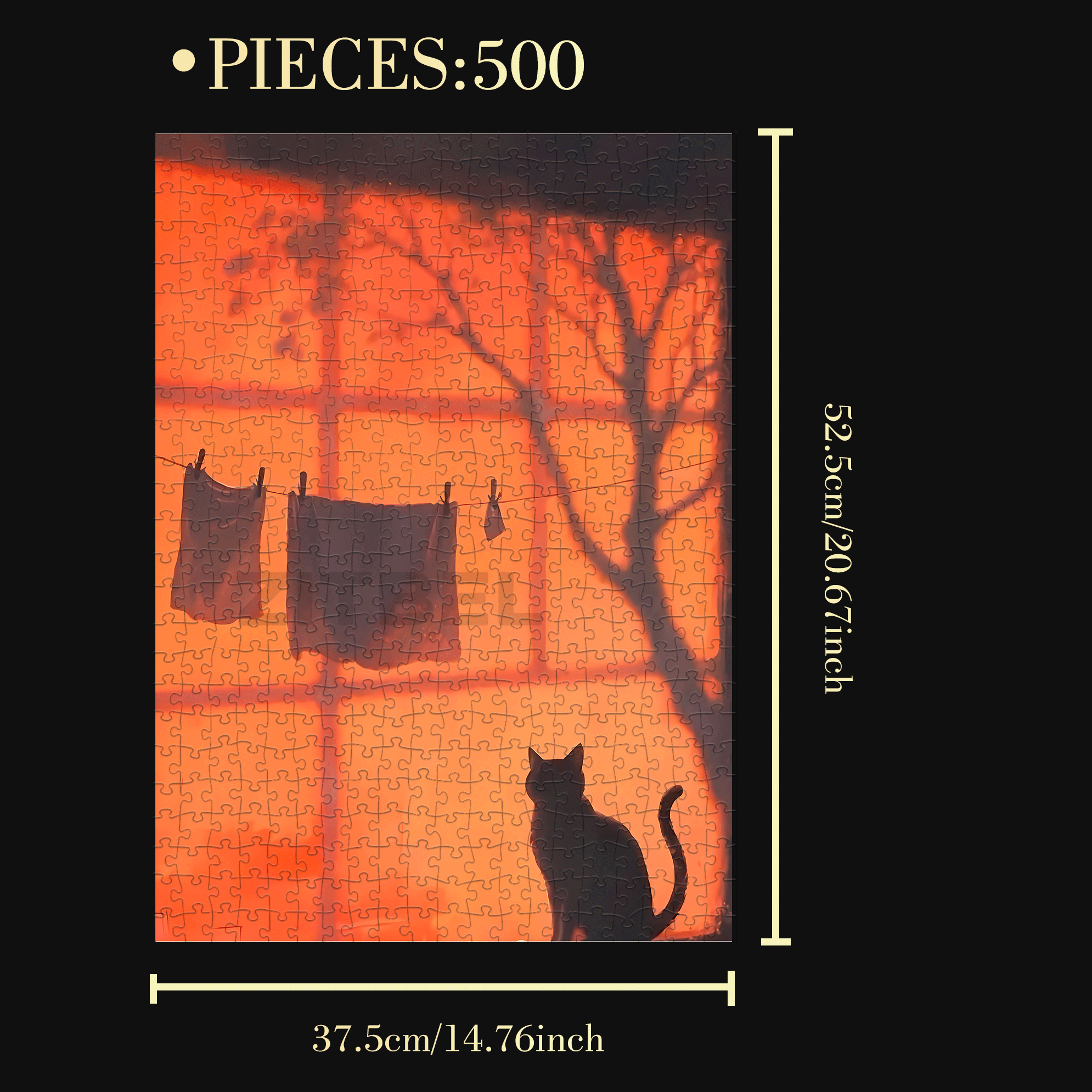 The Sun's Kiss Goodbye 500pcs/1000pcs Jigsaw Puzzle, Scratch-Resistant, Interactive Family Game & Brain-Boosting DIY Decor, Perfect for Halloween, Christmas & New Year Gifts, Family Puzzle Game