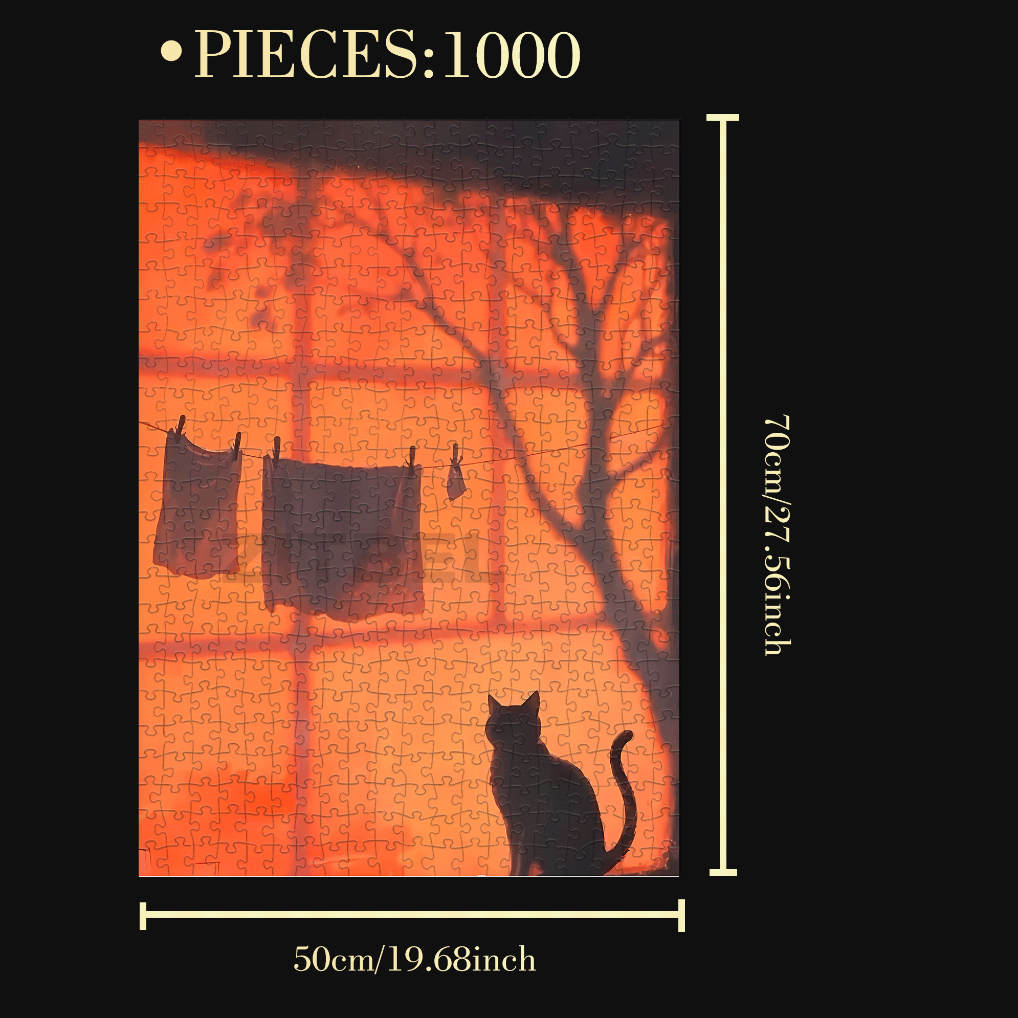 The Sun's Kiss Goodbye 500pcs/1000pcs Jigsaw Puzzle, Scratch-Resistant, Interactive Family Game & Brain-Boosting DIY Decor, Perfect for Halloween, Christmas & New Year Gifts, Family Puzzle Game