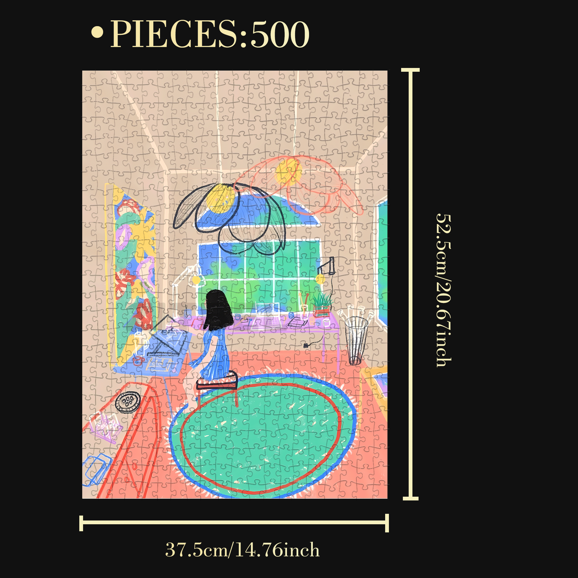 Touchable Slow Life 8 500pcs/1000pcs Jigsaw Puzzle, Scratch-Resistant, Interactive Family Game & Brain-Boosting DIY Decor, Perfect for Halloween, Christmas & New Year Gifts, Family Puzzle Game