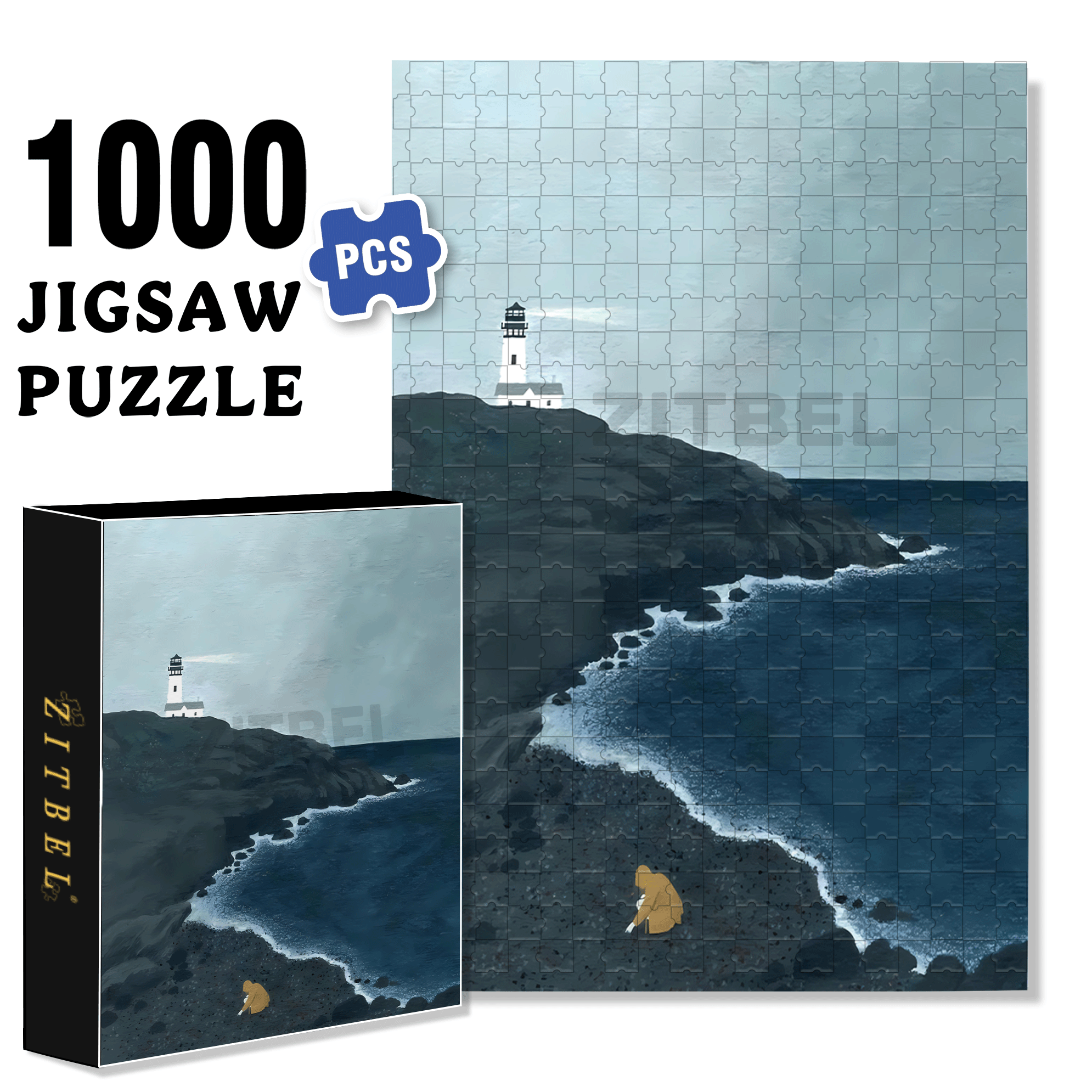 A  Solo Trip 500pcs/1000pcs Jigsaw Puzzle, Scratch-Resistant, Interactive Family Game & Brain-Boosting DIY Decor, Perfect for Halloween, Christmas & New Year Gifts, Family Puzzle Game