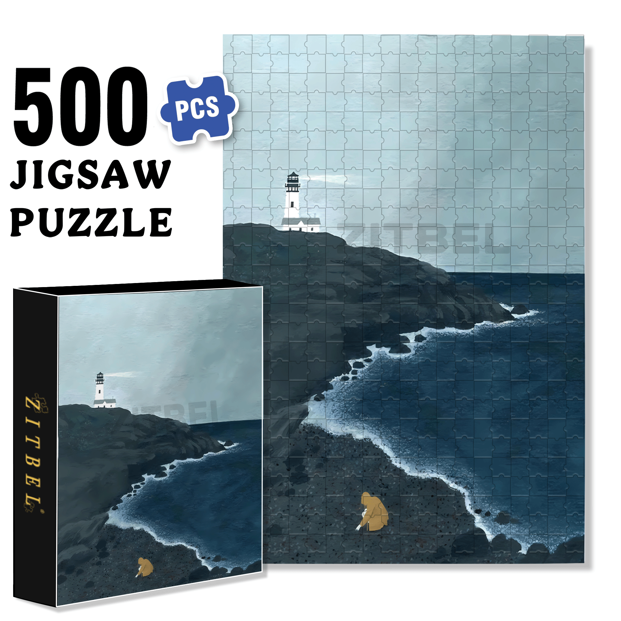 A  Solo Trip 500pcs/1000pcs Jigsaw Puzzle, Scratch-Resistant, Interactive Family Game & Brain-Boosting DIY Decor, Perfect for Halloween, Christmas & New Year Gifts, Family Puzzle Game