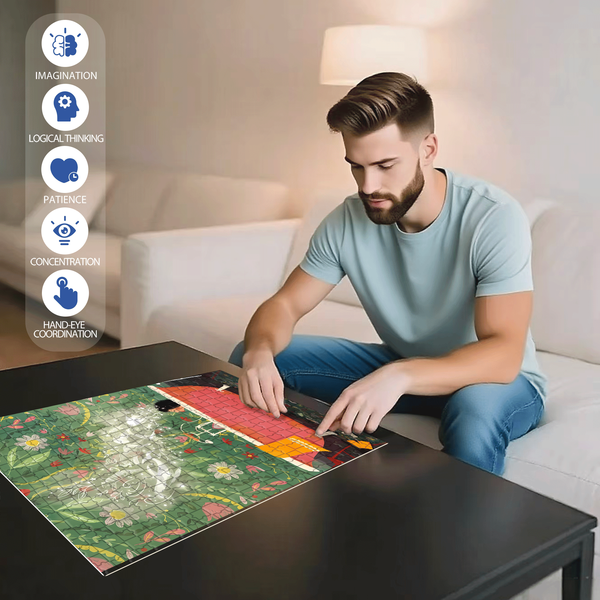 Bath Time 500pcs/1000pcs Jigsaw Puzzle, Scratch-Resistant, Interactive Family Game & Brain-Boosting DIY Decor, Perfect for Halloween, Christmas & New Year Gifts, Family Puzzle Game
