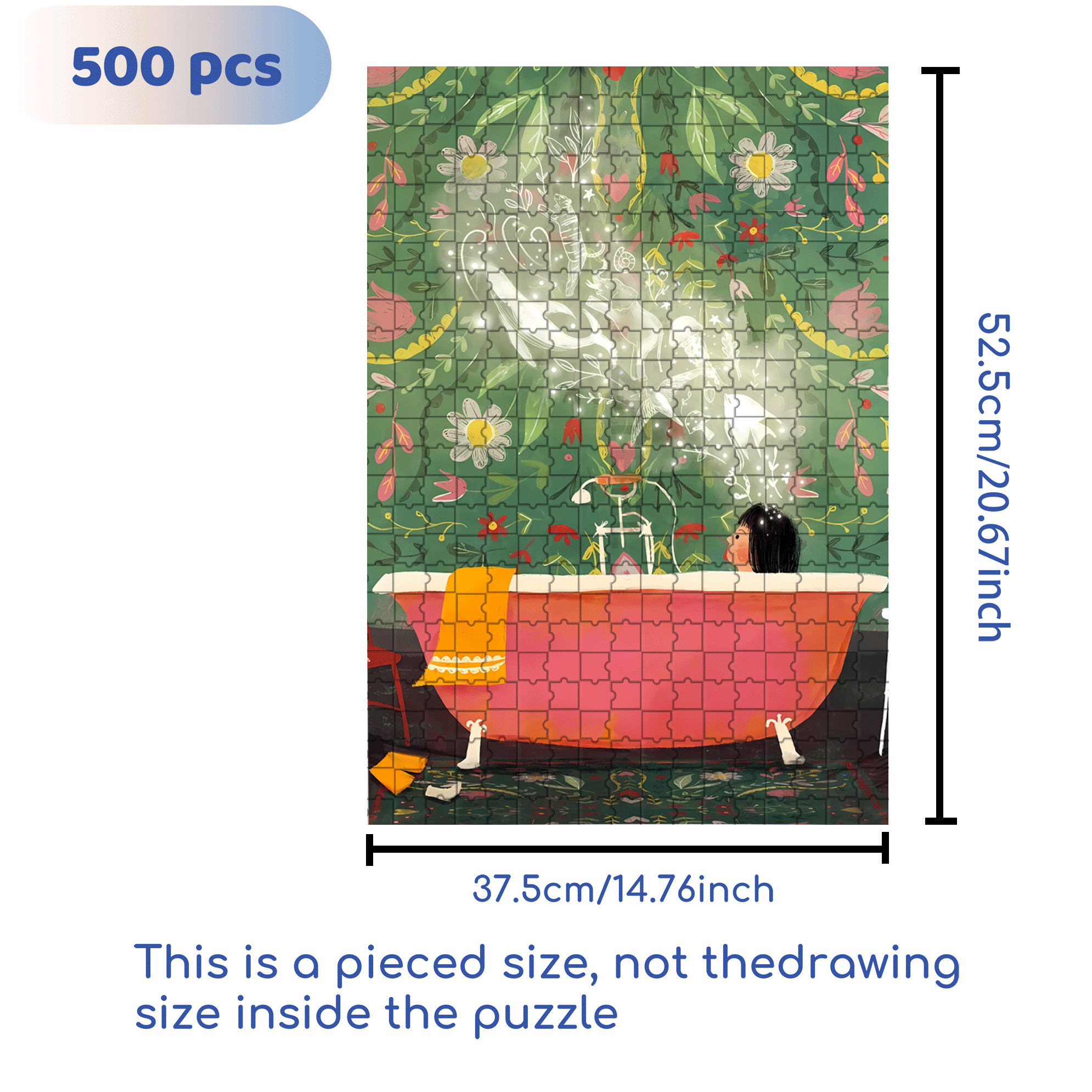 Bath Time 500pcs/1000pcs Jigsaw Puzzle, Scratch-Resistant, Interactive Family Game & Brain-Boosting DIY Decor, Perfect for Halloween, Christmas & New Year Gifts, Family Puzzle Game