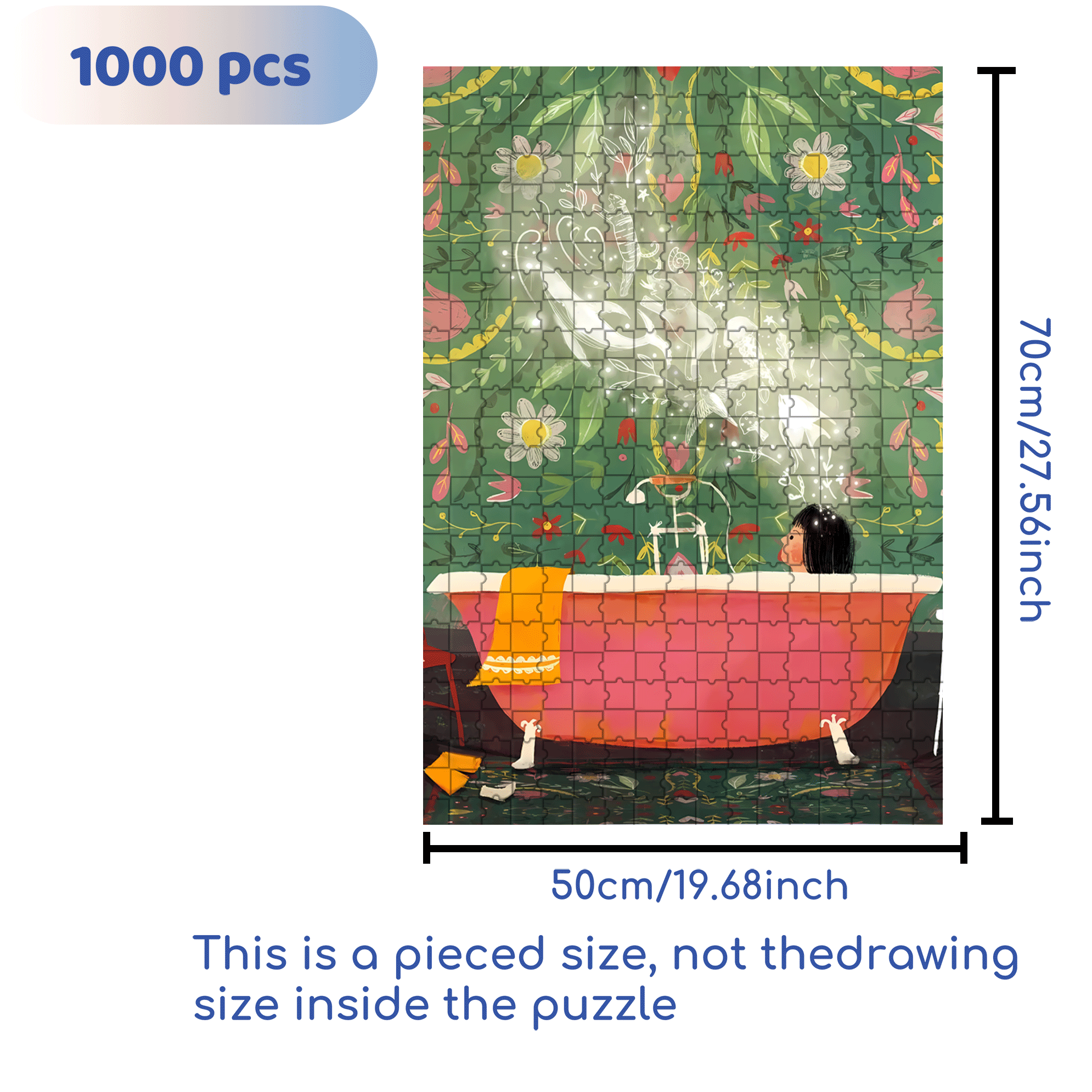 Bath Time 500pcs/1000pcs Jigsaw Puzzle, Scratch-Resistant, Interactive Family Game & Brain-Boosting DIY Decor, Perfect for Halloween, Christmas & New Year Gifts, Family Puzzle Game