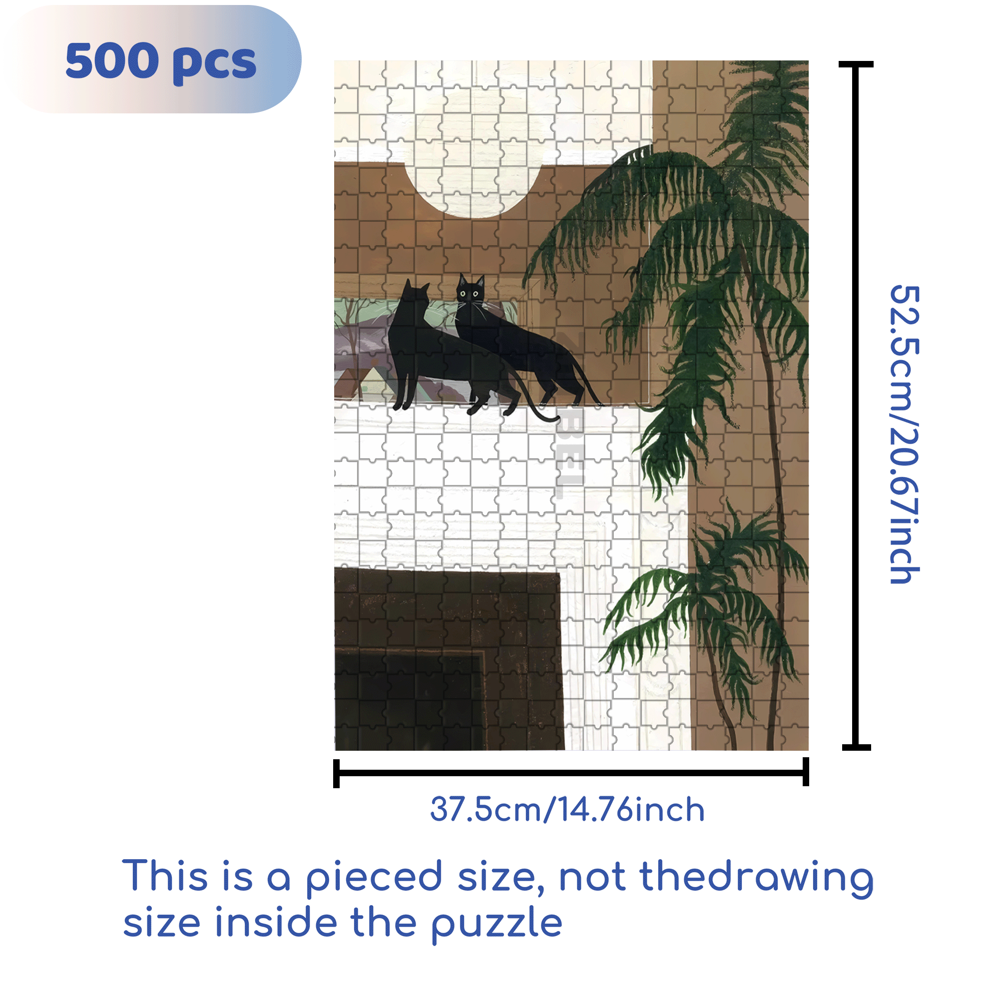 Black Cat in the Mirror 500pcs/1000pcs Jigsaw Puzzle, Scratch-Resistant, Interactive Family Game & Brain-Boosting DIY Decor, Perfect for Halloween, Christmas & New Year Gifts, Family Puzzle Game
