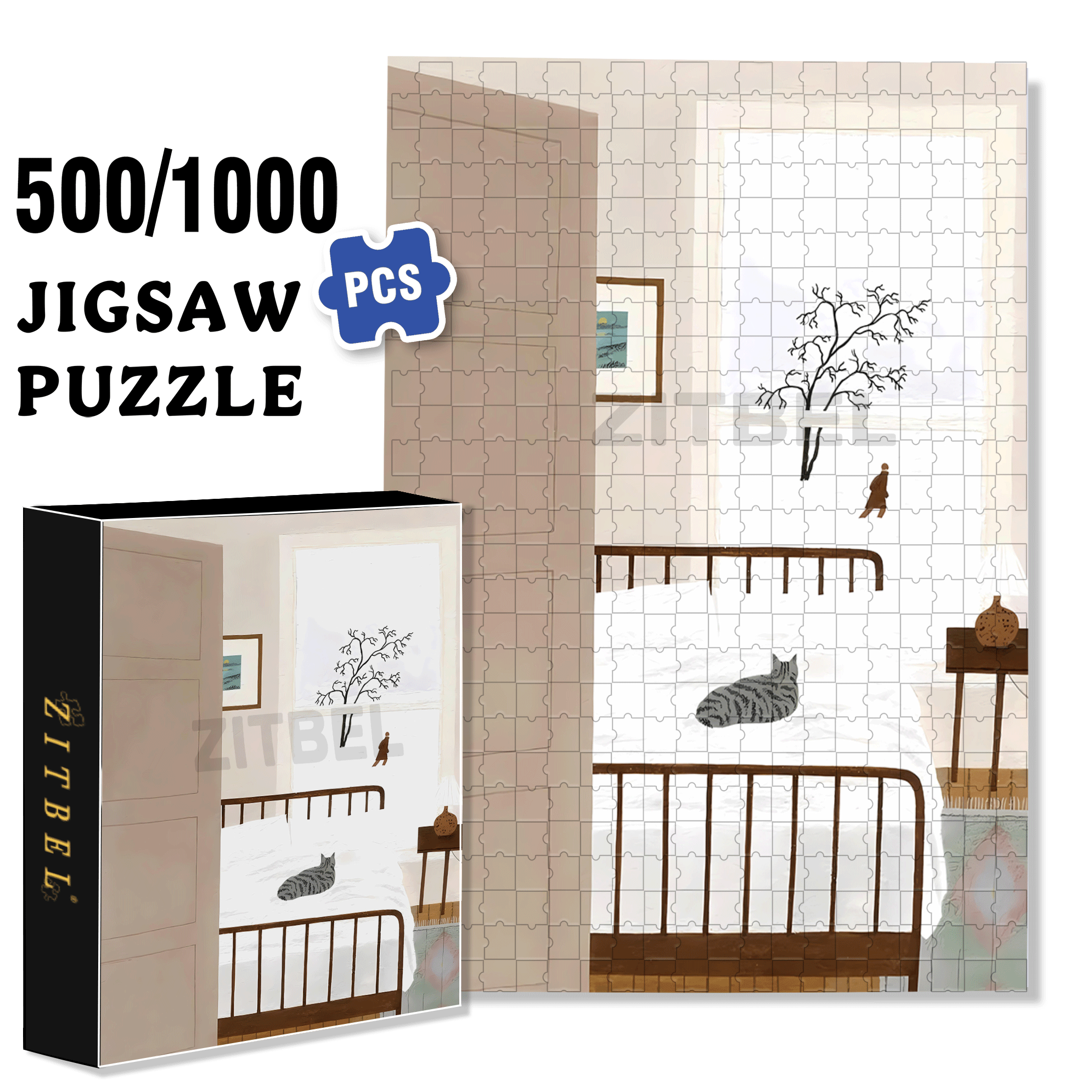 Enchanting Patterns 500pcs/1000pcs Jigsaw Puzzle, Scratch-Resistant, Interactive Family Game & Brain-Boosting DIY Decor, Perfect for Halloween, Christmas & New Year Gifts, Family Puzzle Game