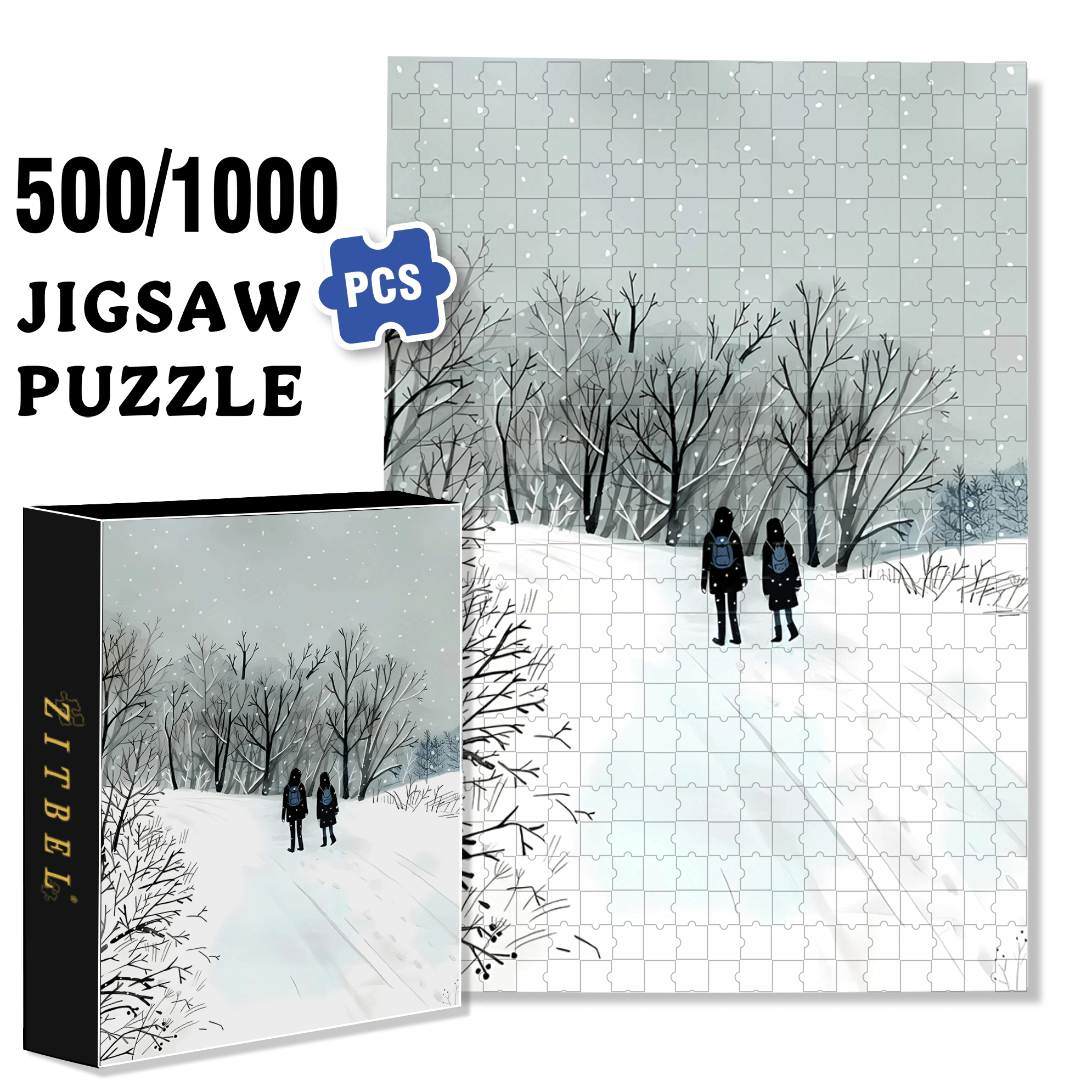 Fearless Of The Cold 500pcs/1000pcs Jigsaw Puzzle, Scratch-Resistant, Interactive Family Game & Brain-Boosting DIY Decor, Perfect for Halloween, Christmas & New Year Gifts, Family Puzzle Game