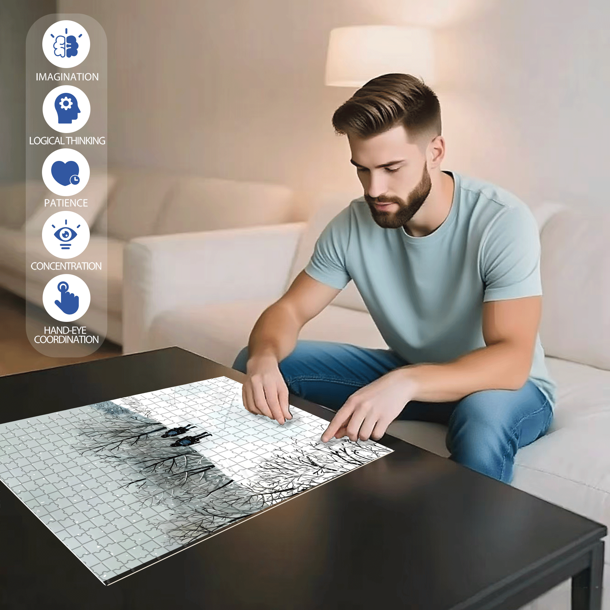 Fearless Of The Cold 500pcs/1000pcs Jigsaw Puzzle, Scratch-Resistant, Interactive Family Game & Brain-Boosting DIY Decor, Perfect for Halloween, Christmas & New Year Gifts, Family Puzzle Game