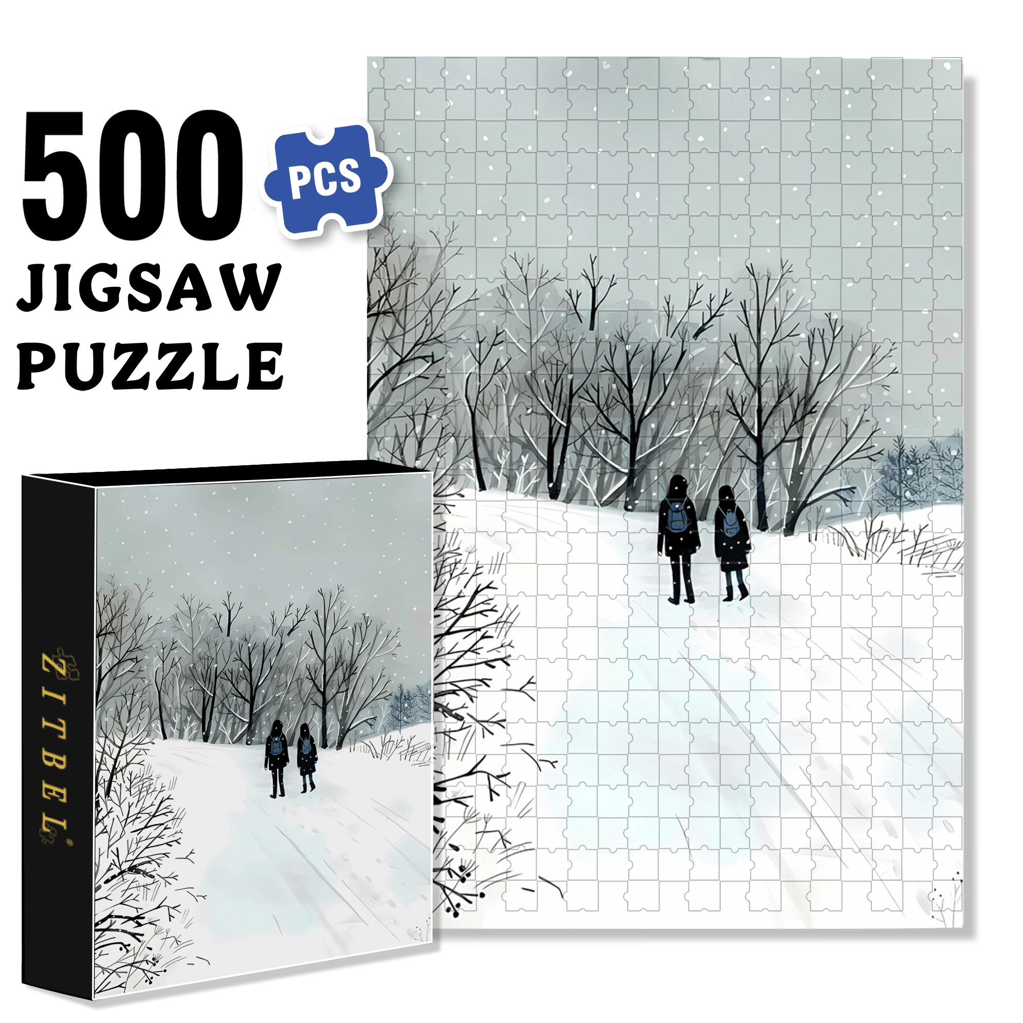 Fearless Of The Cold 500pcs/1000pcs Jigsaw Puzzle, Scratch-Resistant, Interactive Family Game & Brain-Boosting DIY Decor, Perfect for Halloween, Christmas & New Year Gifts, Family Puzzle Game