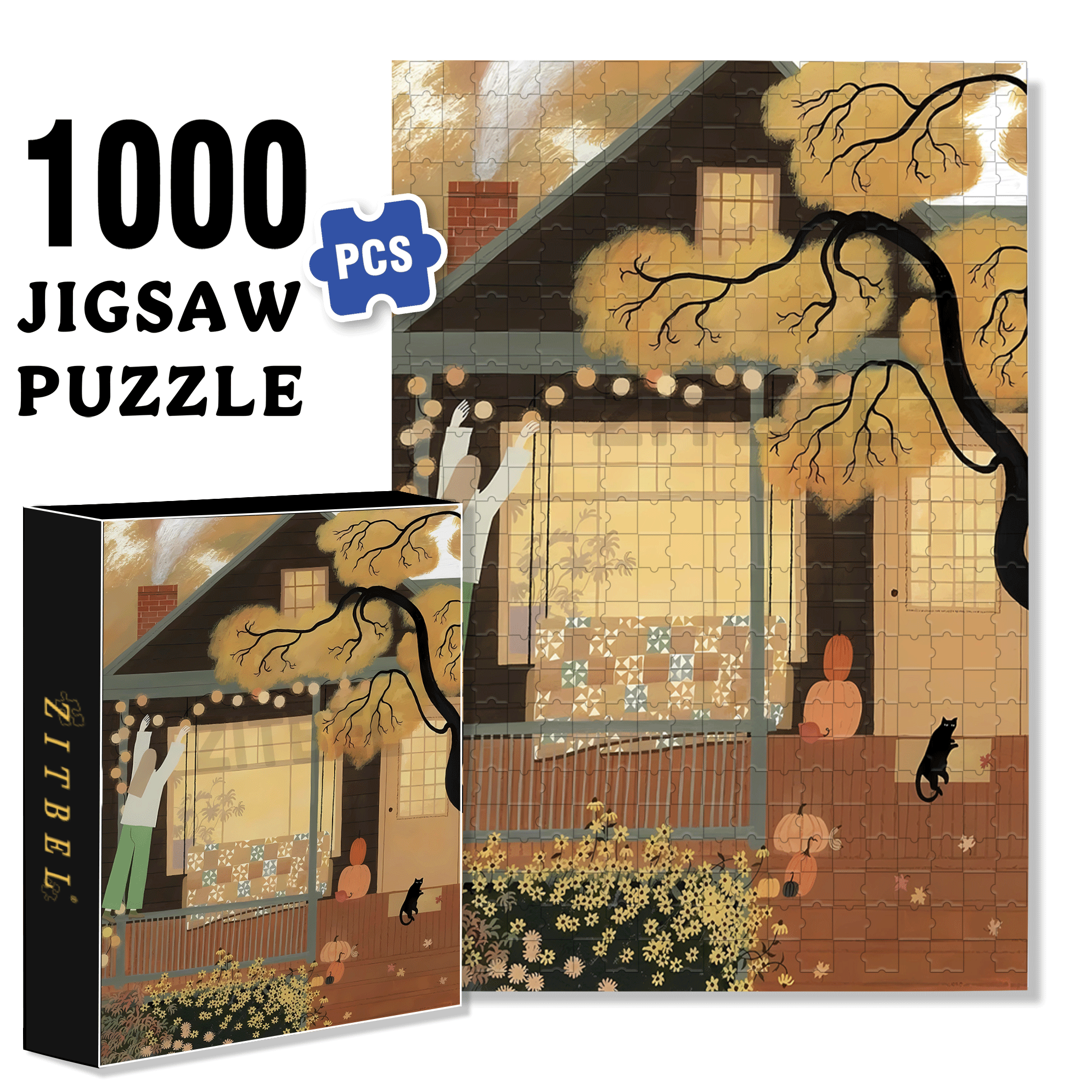 Festival Decoration 500pcs/1000pcs Jigsaw Puzzle, Scratch-Resistant, Interactive Family Game & Brain-Boosting DIY Decor, Perfect for Halloween, Christmas & New Year Gifts, Family Puzzle Game