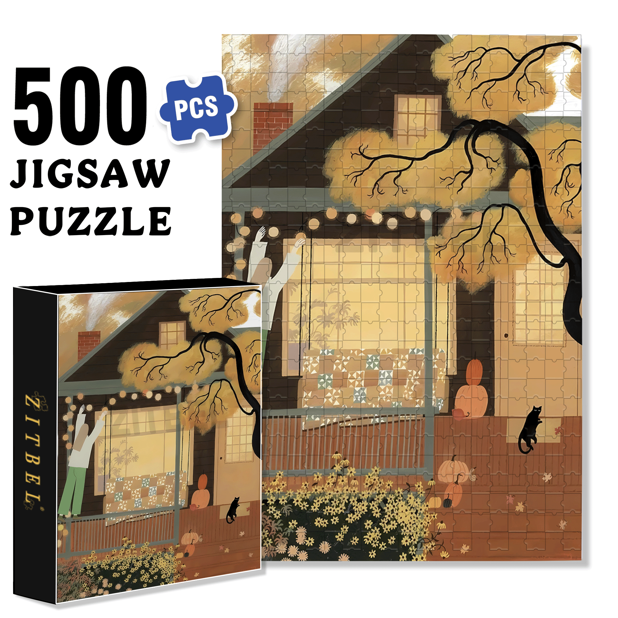 Festival Decoration 500pcs/1000pcs Jigsaw Puzzle, Scratch-Resistant, Interactive Family Game & Brain-Boosting DIY Decor, Perfect for Halloween, Christmas & New Year Gifts, Family Puzzle Game