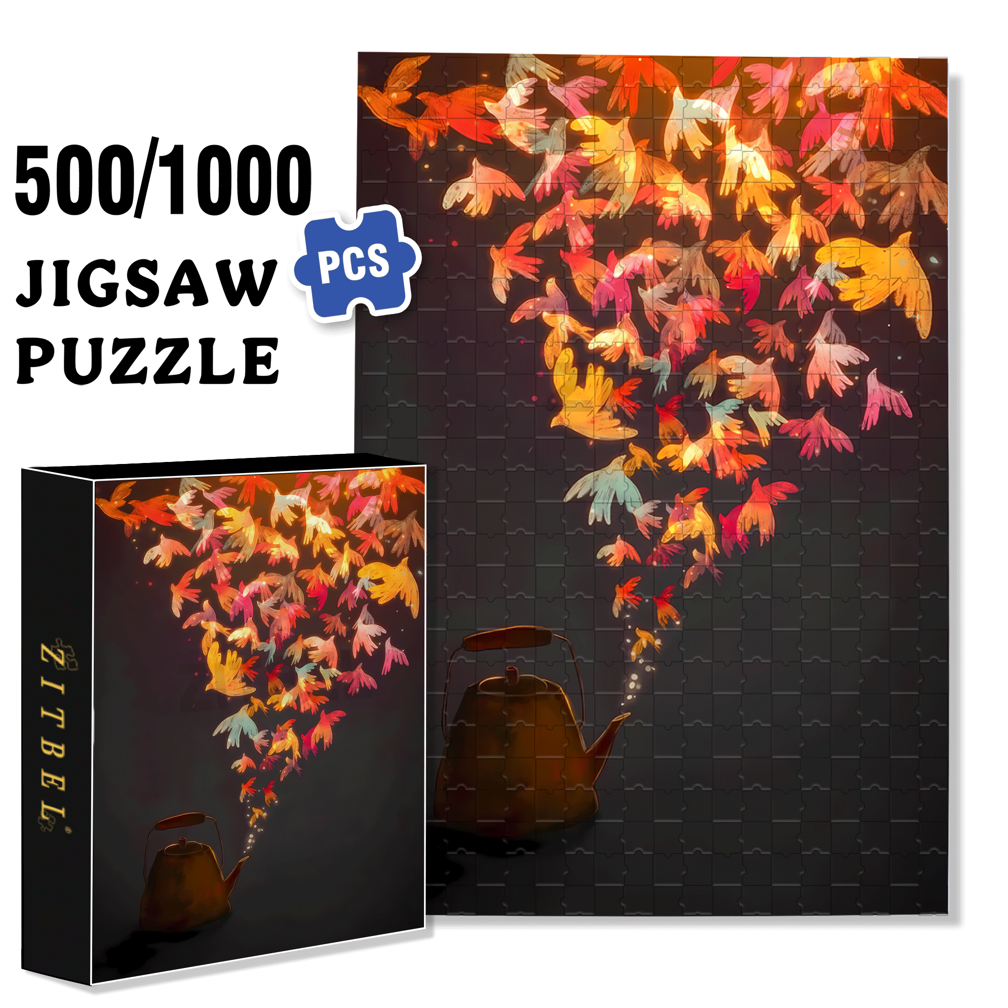 Inspiration Fragments 4 500pcs/1000pcs Jigsaw Puzzle, Scratch-Resistant, Interactive Family Game & Brain-Boosting DIY Decor, Perfect for Halloween, Christmas & New Year Gifts, Family Puzzle Game