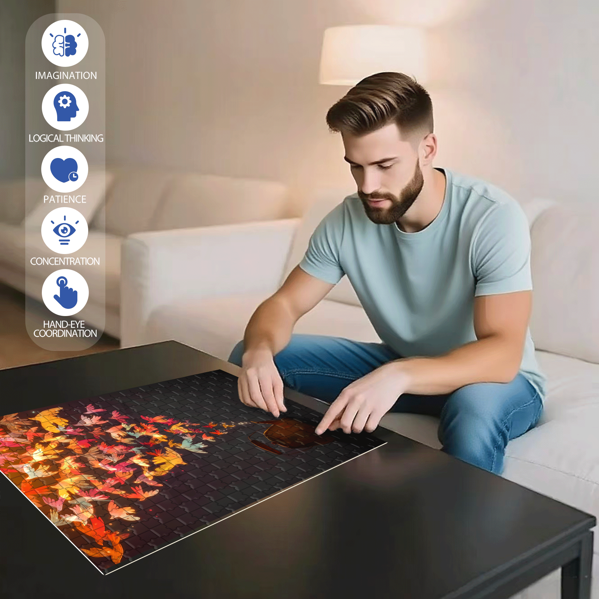 Inspiration Fragments 4 500pcs/1000pcs Jigsaw Puzzle, Scratch-Resistant, Interactive Family Game & Brain-Boosting DIY Decor, Perfect for Halloween, Christmas & New Year Gifts, Family Puzzle Game