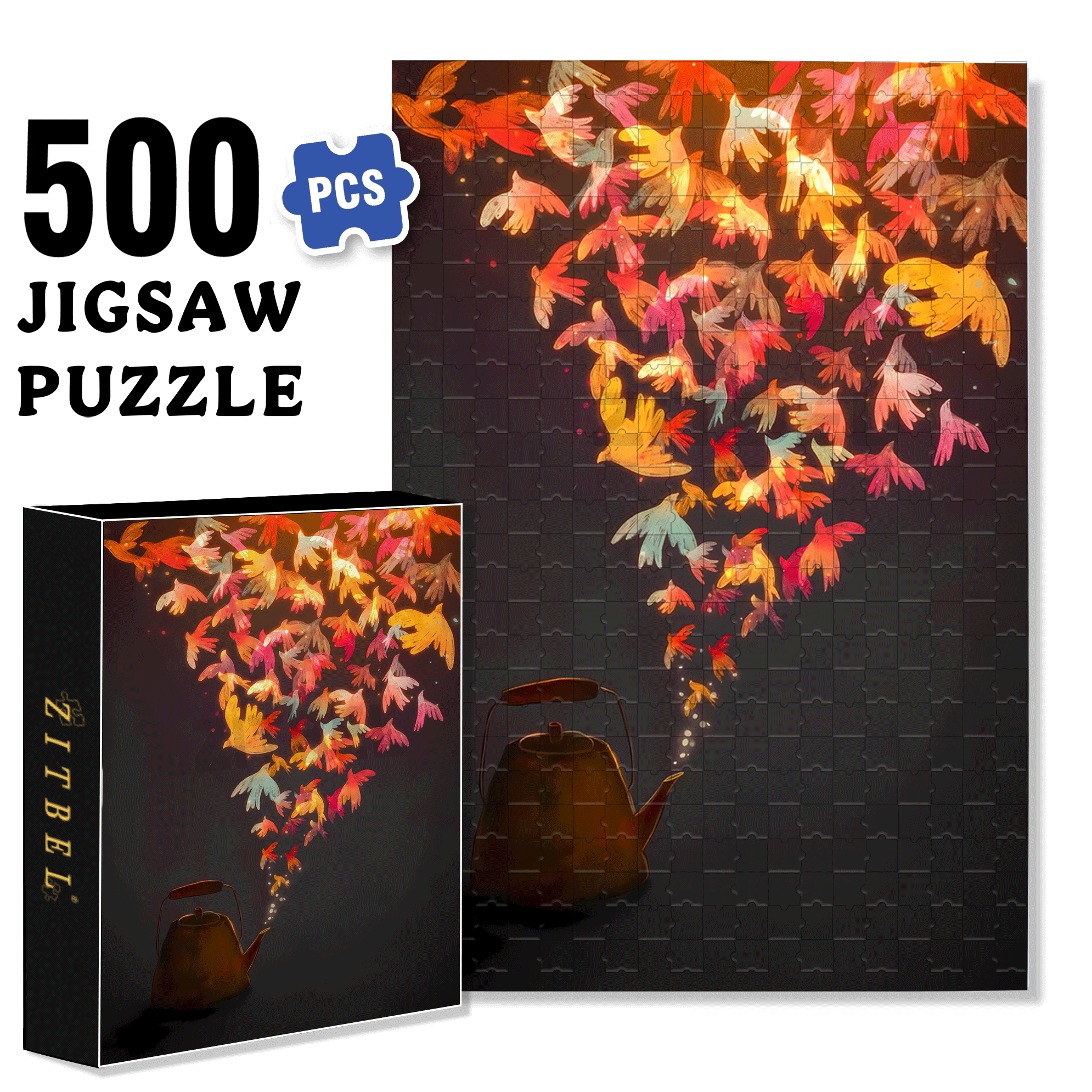 Inspiration Fragments 4 500pcs/1000pcs Jigsaw Puzzle, Scratch-Resistant, Interactive Family Game & Brain-Boosting DIY Decor, Perfect for Halloween, Christmas & New Year Gifts, Family Puzzle Game