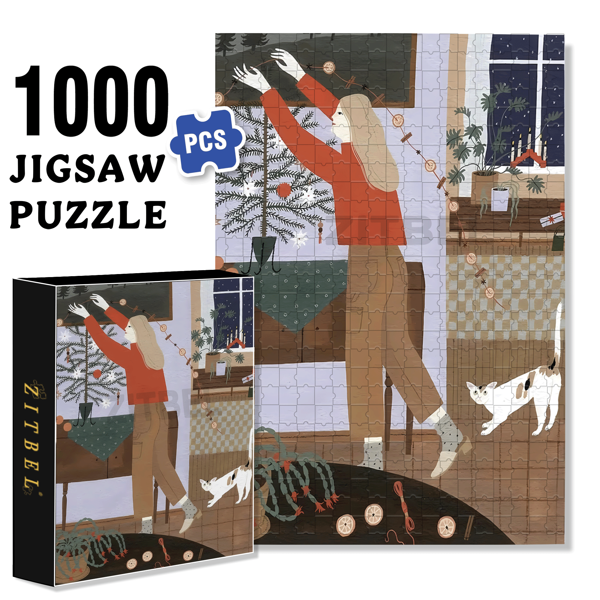 Let Me Take A Look 2 500pcs/1000pcs Jigsaw Puzzle, Scratch-Resistant, Interactive Family Game & Brain-Boosting DIY Decor, Perfect for Halloween, Christmas & New Year Gifts, Family Puzzle Game