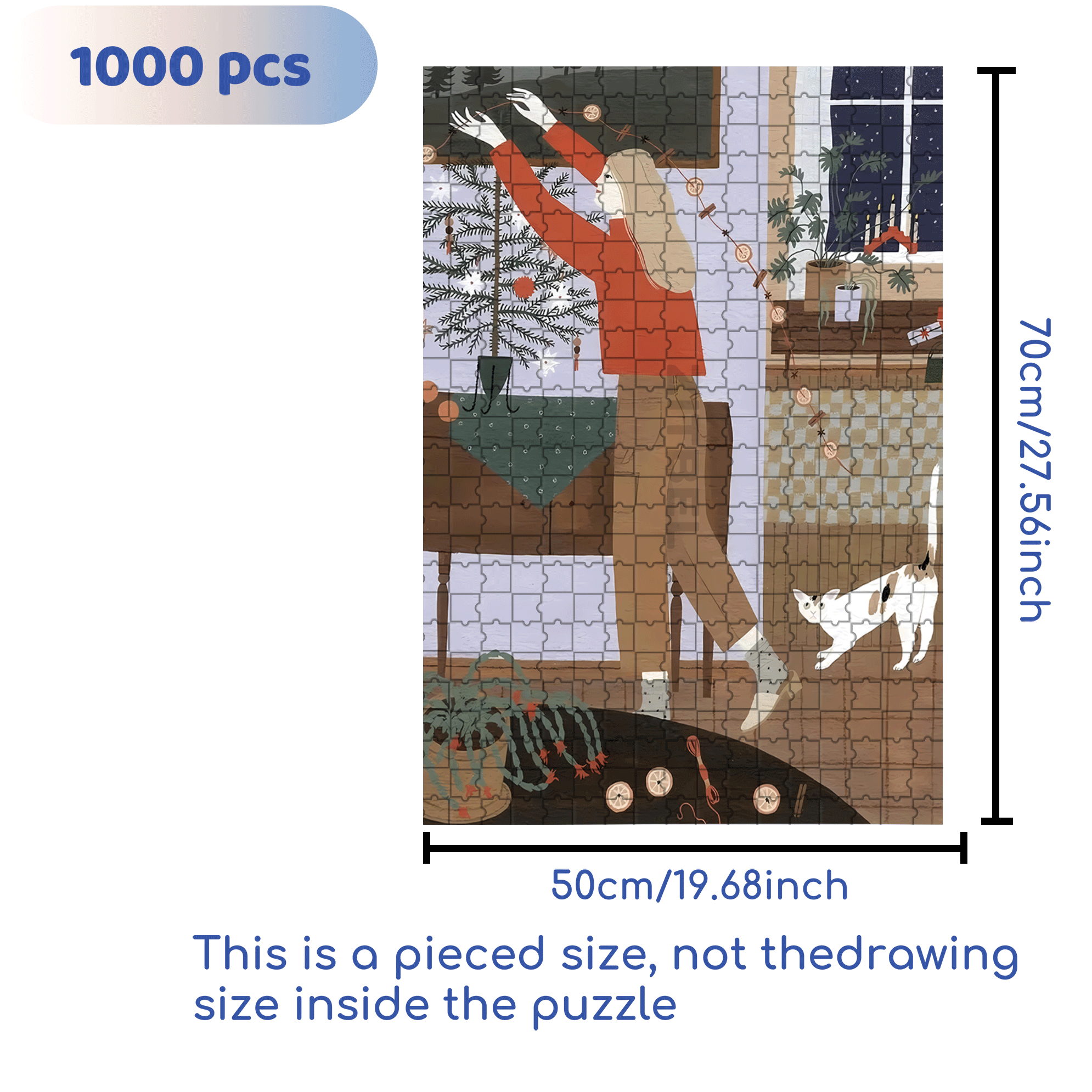 Let Me Take A Look 2 500pcs/1000pcs Jigsaw Puzzle, Scratch-Resistant, Interactive Family Game & Brain-Boosting DIY Decor, Perfect for Halloween, Christmas & New Year Gifts, Family Puzzle Game