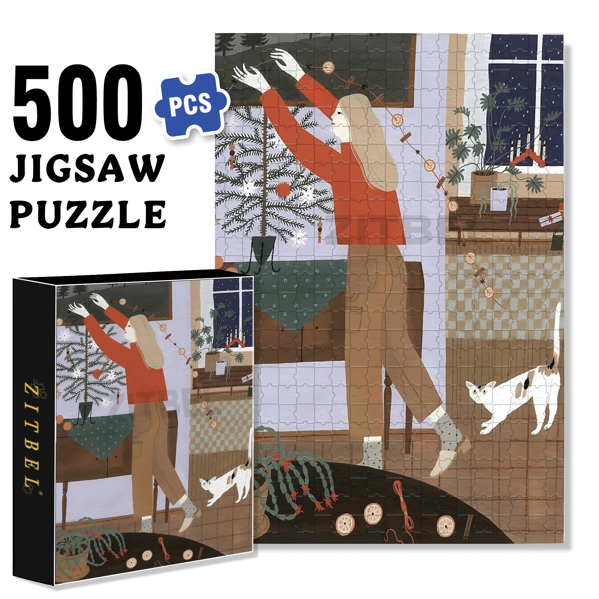 Let Me Take A Look 2 500pcs/1000pcs Jigsaw Puzzle, Scratch-Resistant, Interactive Family Game & Brain-Boosting DIY Decor, Perfect for Halloween, Christmas & New Year Gifts, Family Puzzle Game