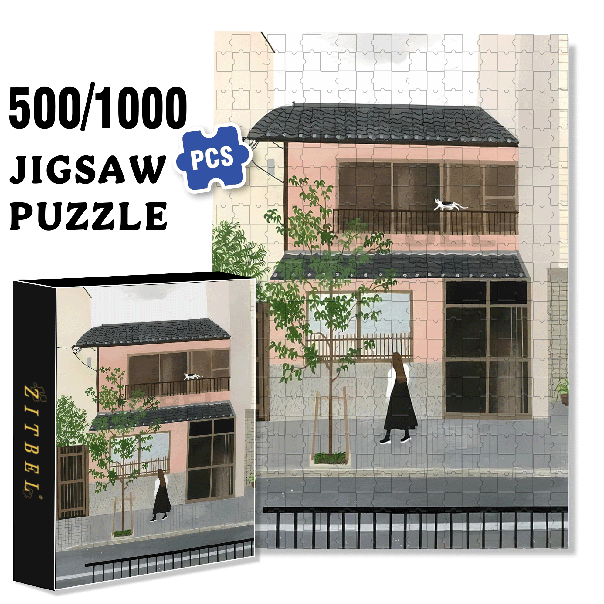 Let's Be Friends 500pcs/1000pcs Jigsaw Puzzle, Scratch-Resistant, Interactive Family Game & Brain-Boosting DIY Decor, Perfect for Halloween, Christmas & New Year Gifts, Family Puzzle Game