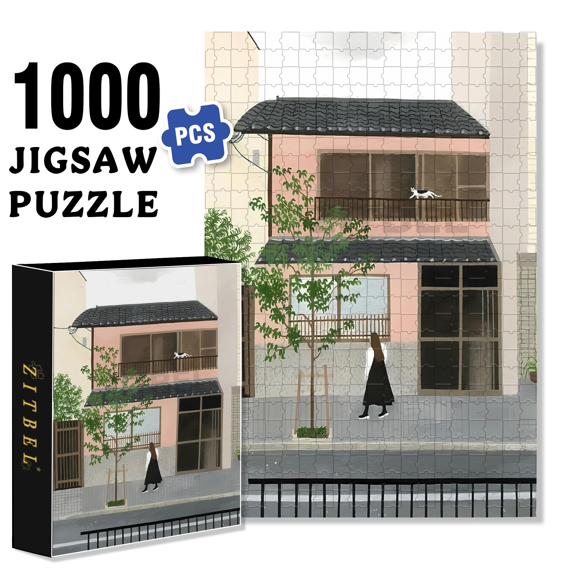 Let's Be Friends 500pcs/1000pcs Jigsaw Puzzle, Scratch-Resistant, Interactive Family Game & Brain-Boosting DIY Decor, Perfect for Halloween, Christmas & New Year Gifts, Family Puzzle Game