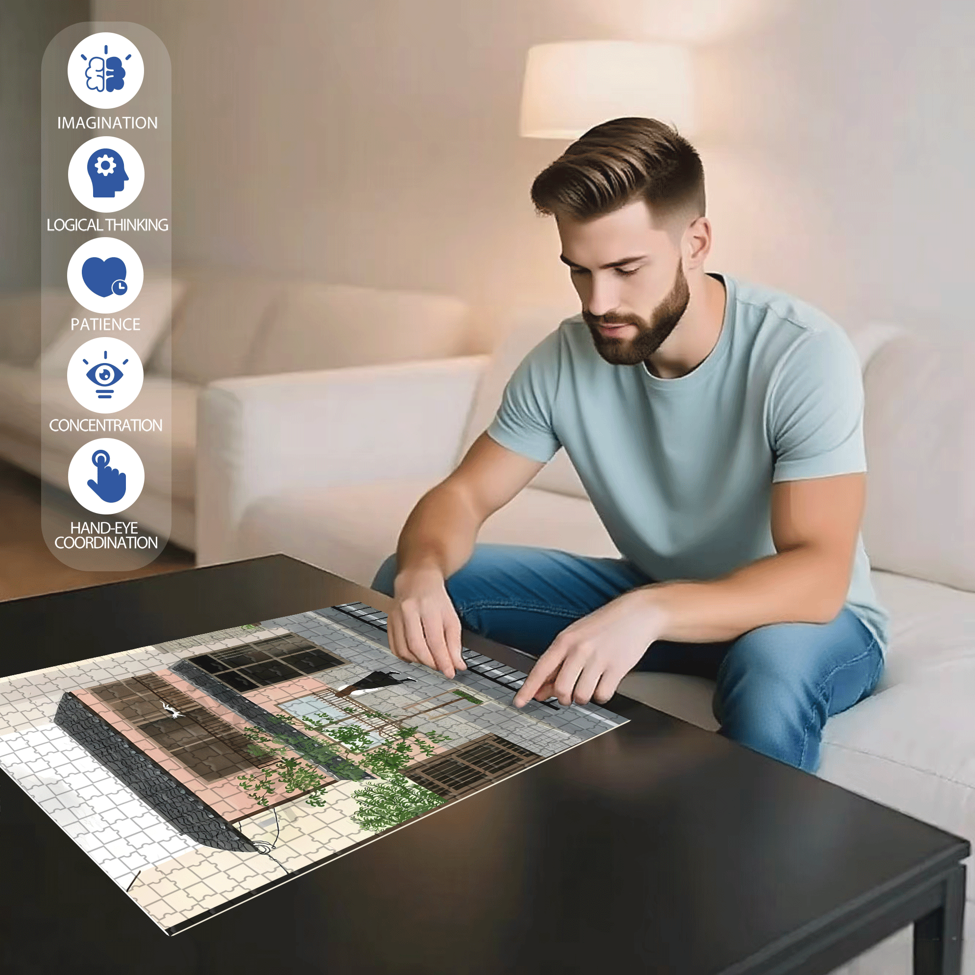 Let's Be Friends 500pcs/1000pcs Jigsaw Puzzle, Scratch-Resistant, Interactive Family Game & Brain-Boosting DIY Decor, Perfect for Halloween, Christmas & New Year Gifts, Family Puzzle Game