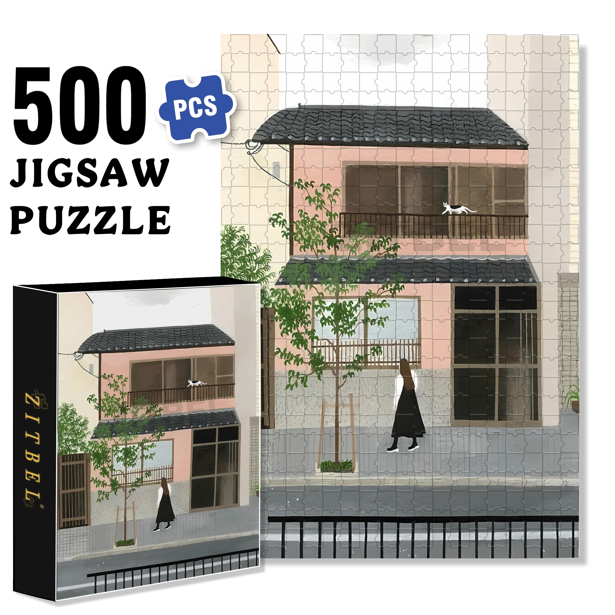 Let's Be Friends 500pcs/1000pcs Jigsaw Puzzle, Scratch-Resistant, Interactive Family Game & Brain-Boosting DIY Decor, Perfect for Halloween, Christmas & New Year Gifts, Family Puzzle Game