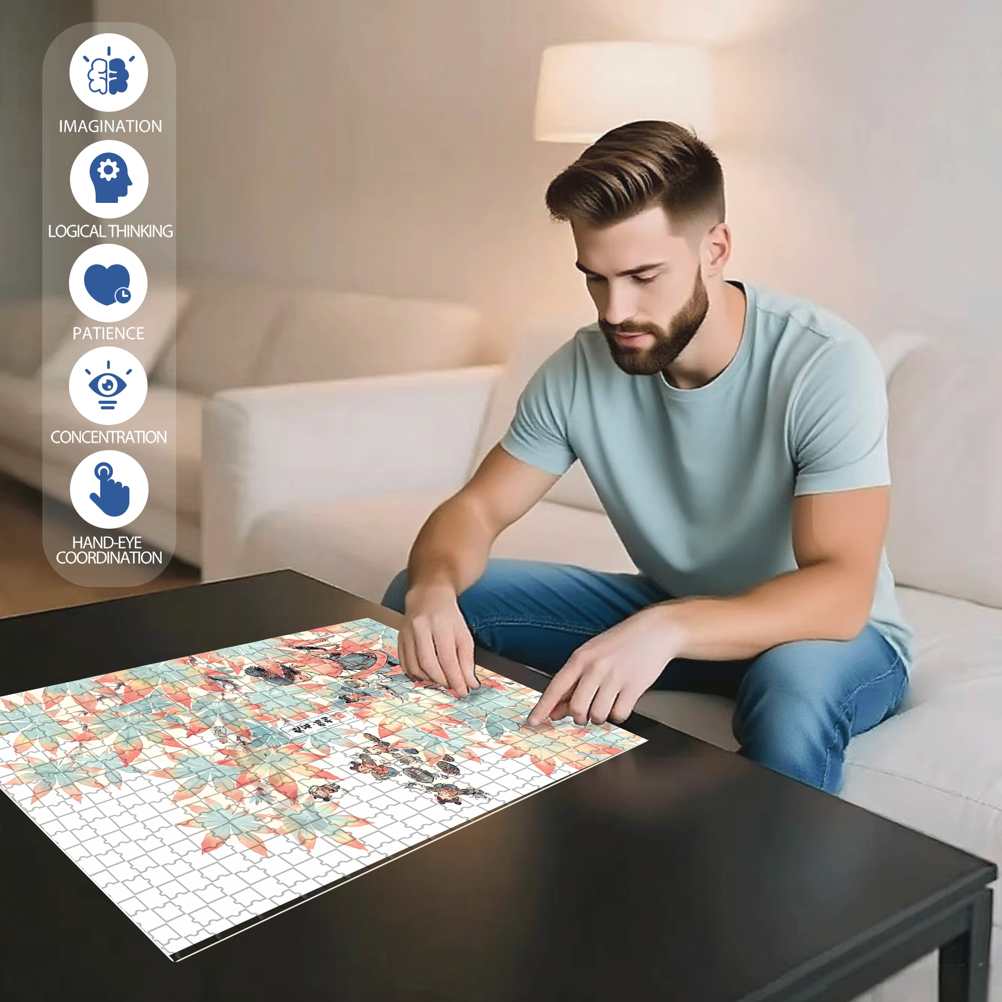 Maple 500pcs/1000pcs Jigsaw Puzzle, Scratch-Resistant, Interactive Family Game & Brain-Boosting DIY Decor, Perfect for Halloween, Christmas & New Year Gifts, Family Puzzle Game