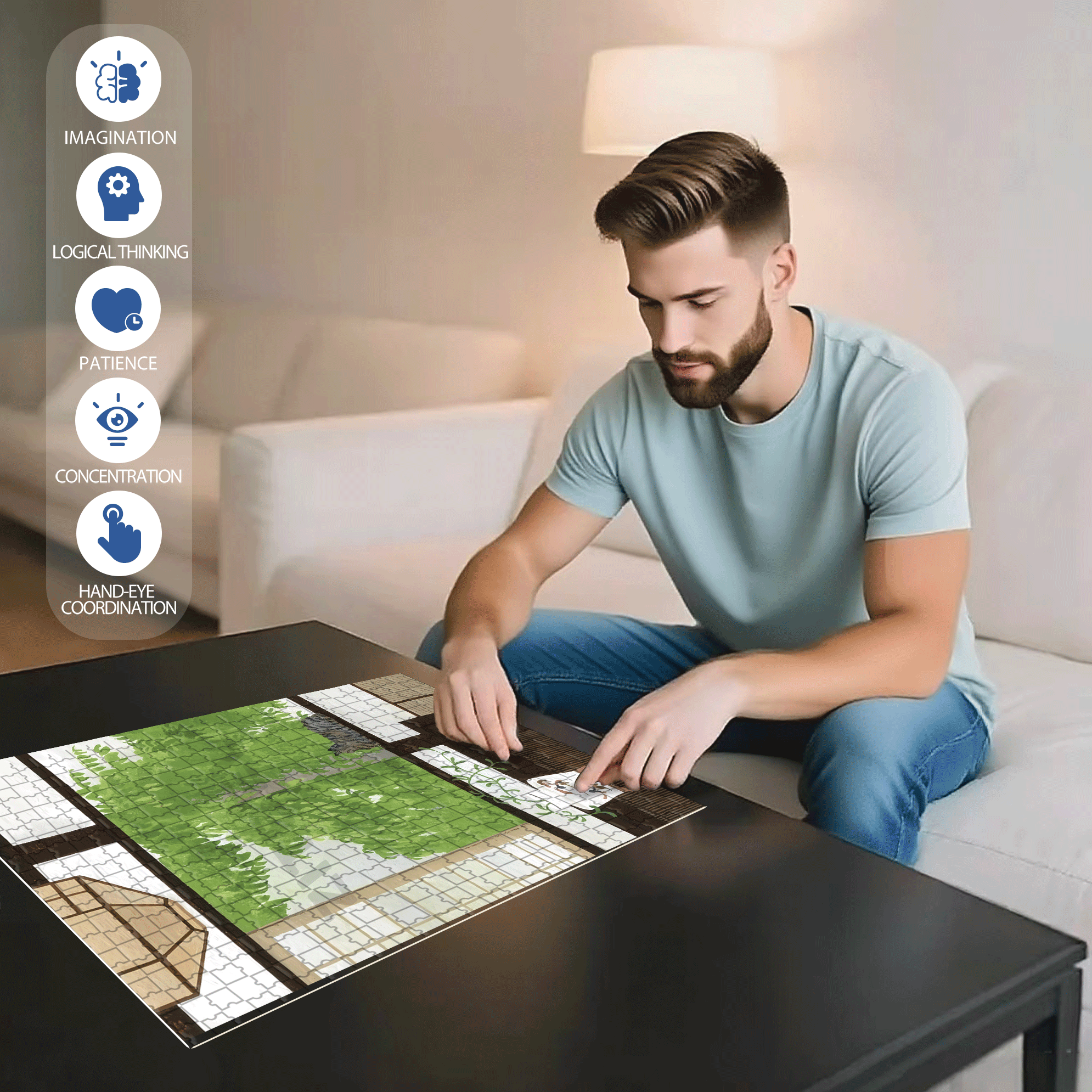 Minimalist Home 2 500pcs/1000pcs Jigsaw Puzzle, Scratch-Resistant, Interactive Family Game & Brain-Boosting DIY Decor, Perfect for Halloween, Christmas & New Year Gifts, Family Puzzle Game