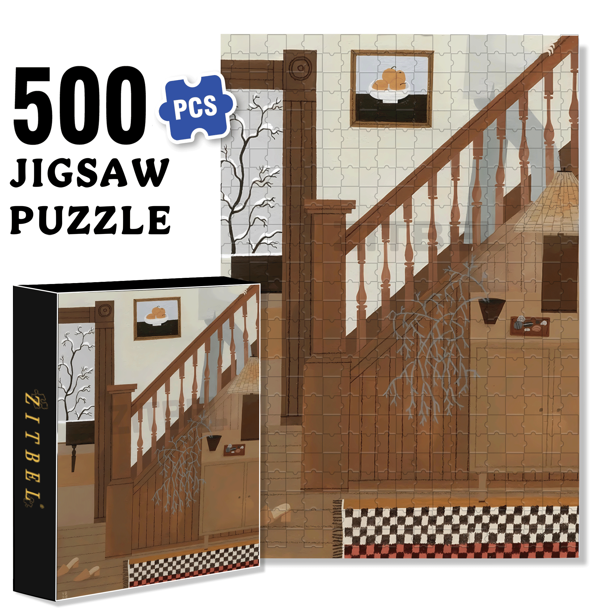 Minimalist Home 500pcs/1000pcs Jigsaw Puzzle, Scratch-Resistant, Interactive Family Game & Brain-Boosting DIY Decor, Perfect for Halloween, Christmas & New Year Gifts, Family Puzzle Game