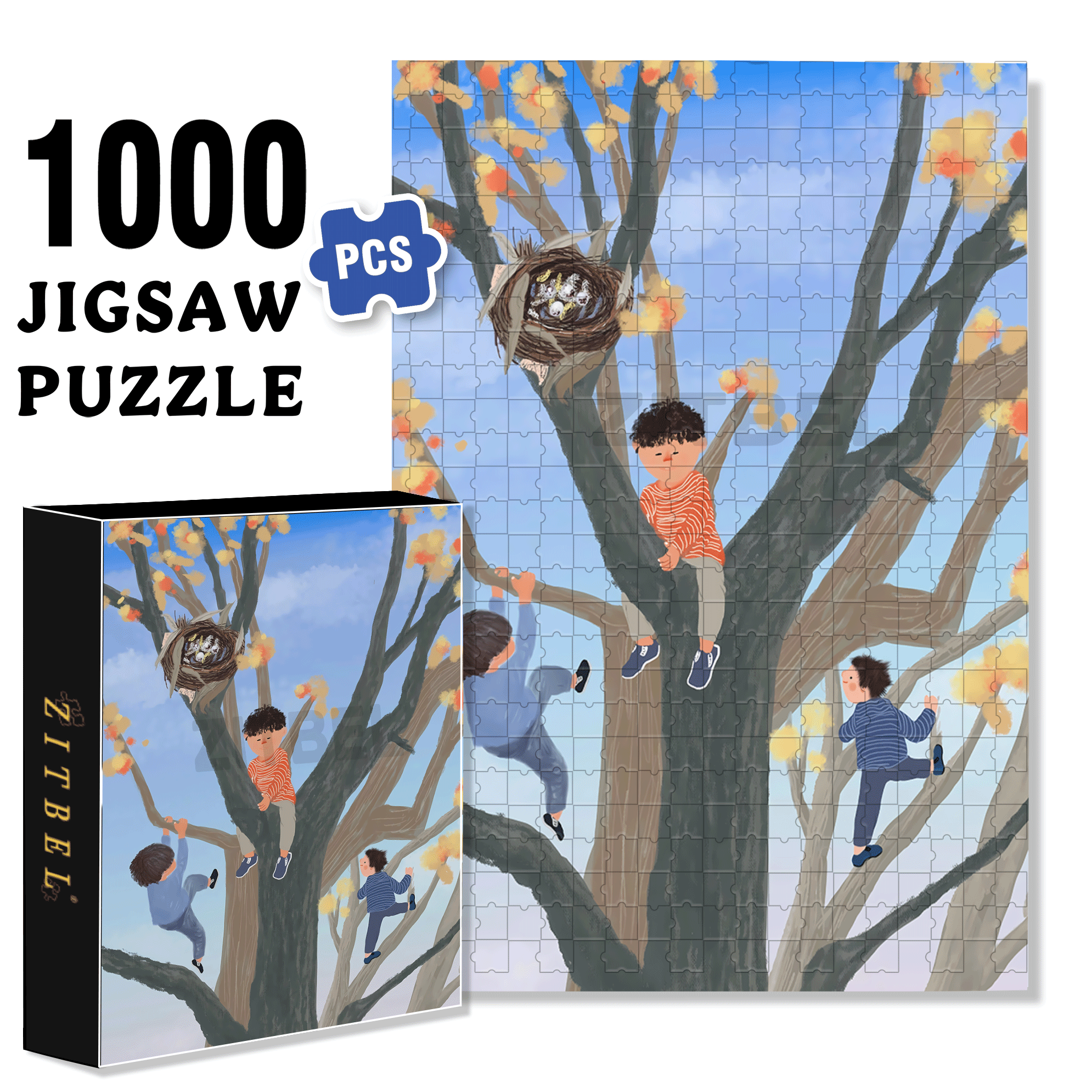 Mischievous Child 500pcs/1000pcs Jigsaw Puzzle, Scratch-Resistant, Interactive Family Game & Brain-Boosting DIY Decor, Perfect for Halloween, Christmas & New Year Gifts, Family Puzzle Game