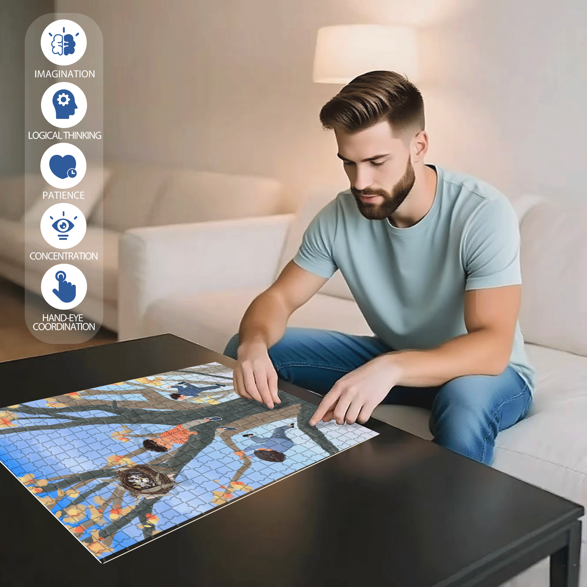 Mischievous Child 500pcs/1000pcs Jigsaw Puzzle, Scratch-Resistant, Interactive Family Game & Brain-Boosting DIY Decor, Perfect for Halloween, Christmas & New Year Gifts, Family Puzzle Game
