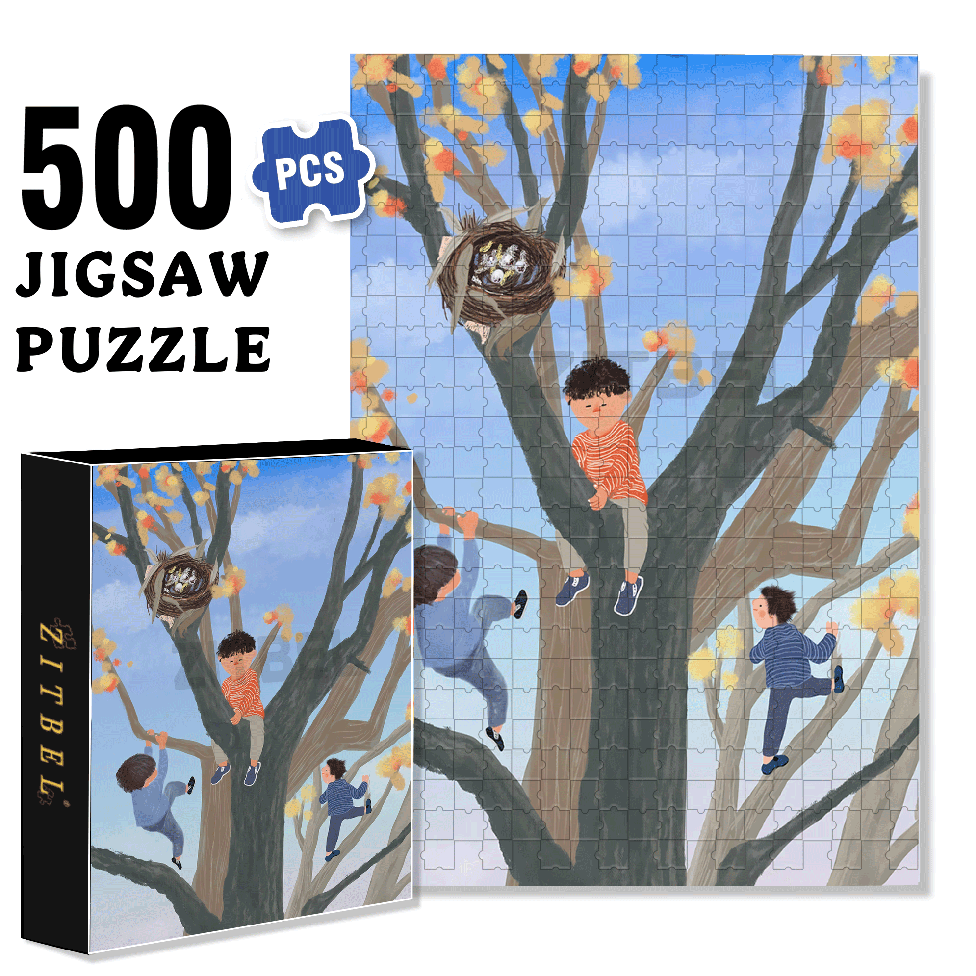 Mischievous Child 500pcs/1000pcs Jigsaw Puzzle, Scratch-Resistant, Interactive Family Game & Brain-Boosting DIY Decor, Perfect for Halloween, Christmas & New Year Gifts, Family Puzzle Game